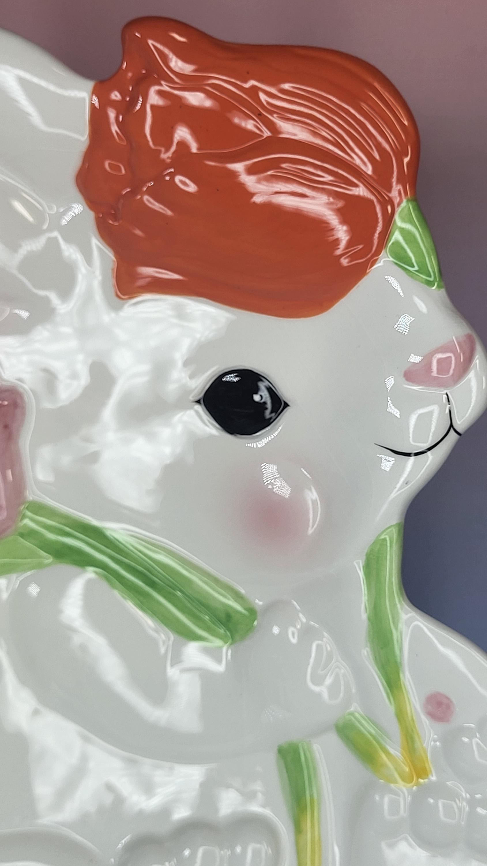 Vintage Chang Song Bunny Tulip Candy Dish view 4
