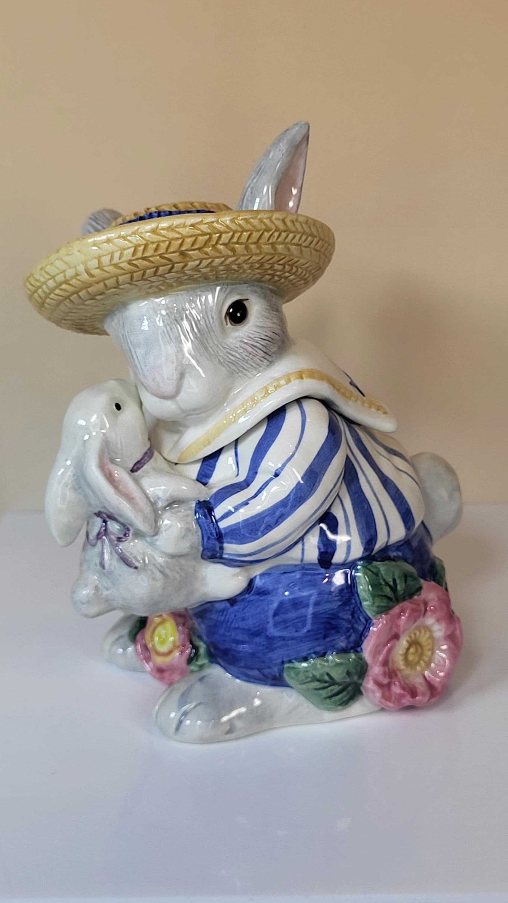 Fitz & Floyd Bustles Beaus Tea Set, Hand Painted Ceramic Bunnies view 12