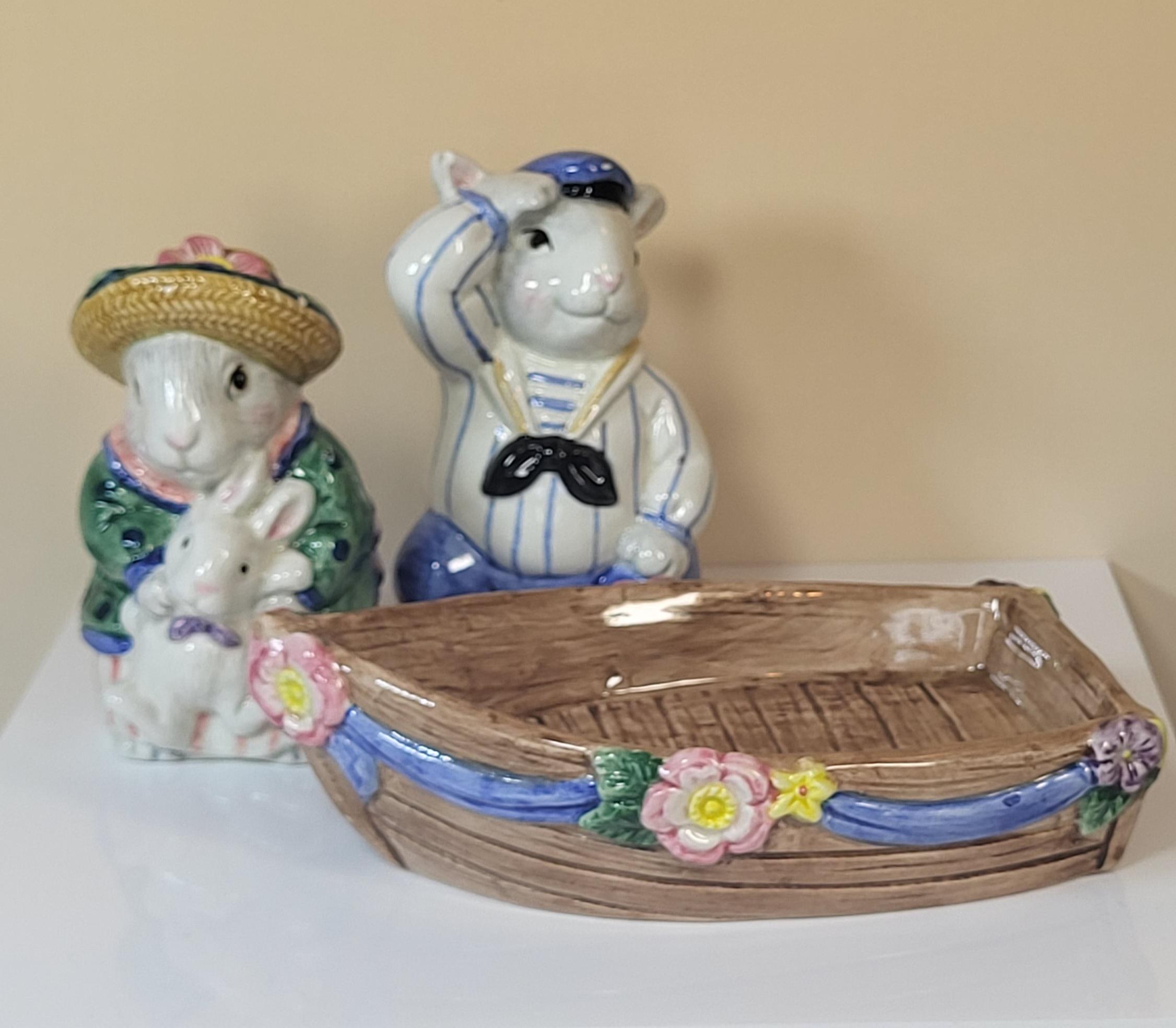 Fitz & Floyd Bustles Beaus Tea Set, Hand Painted Ceramic Bunnies view 14