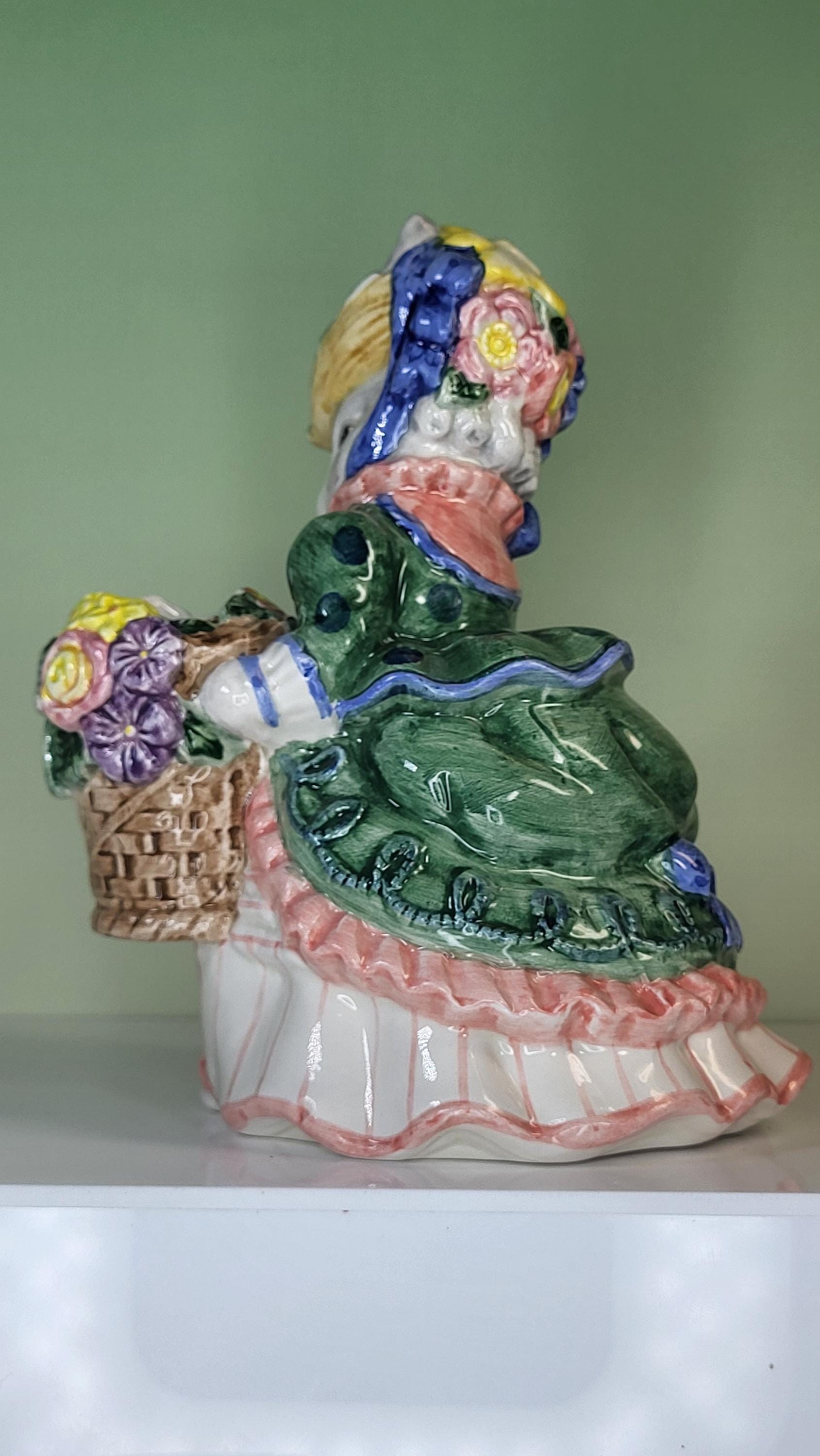 Rare Fitz and Floyd Spring Collector's Set: "Promenade" Rabbit Vase with Glass Insert and Cotton Tailors Bunny Shakers view 5