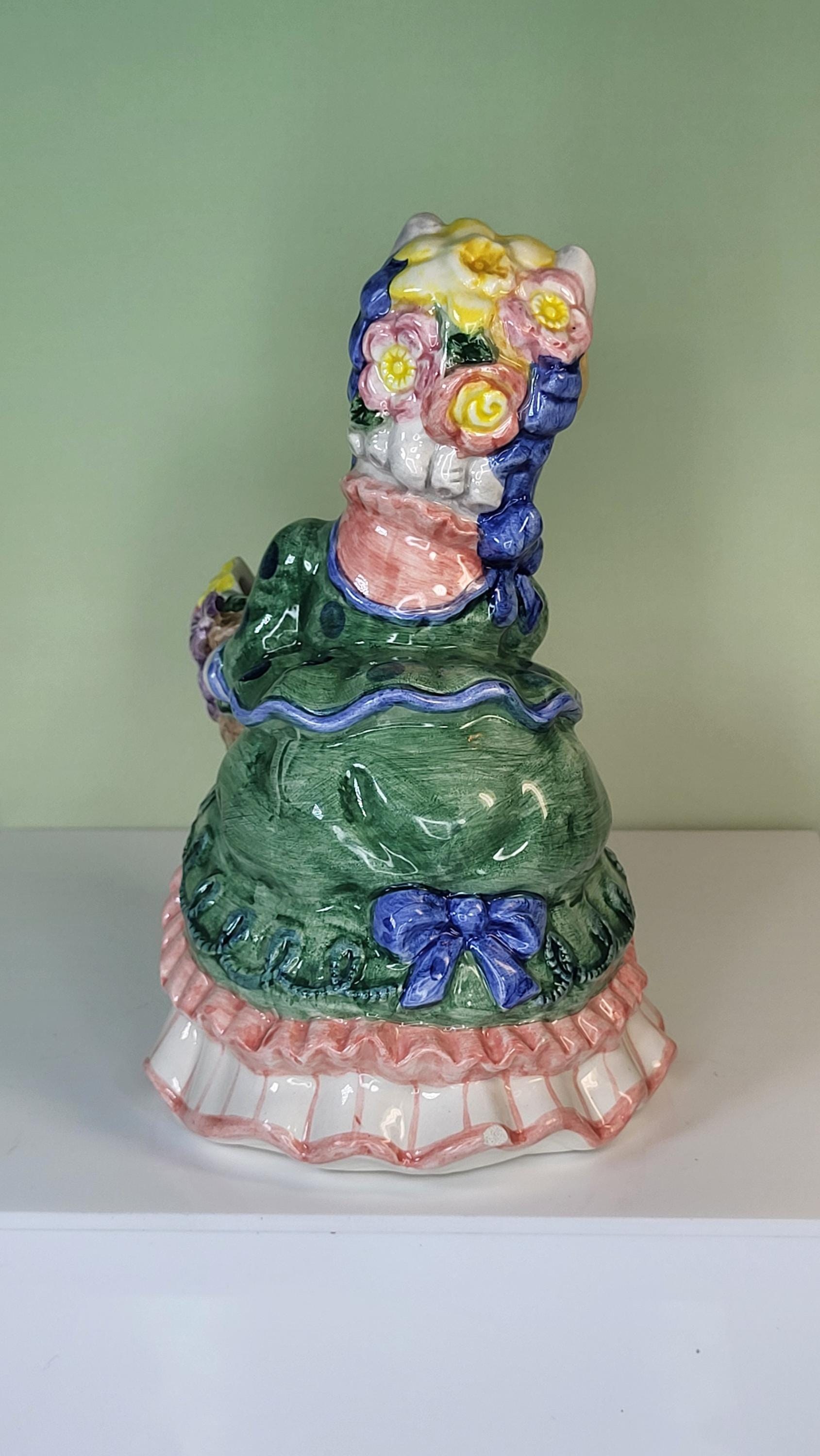 Rare Fitz and Floyd Spring Collector's Set: "Promenade" Rabbit Vase with Glass Insert and Cotton Tailors Bunny Shakers view 6
