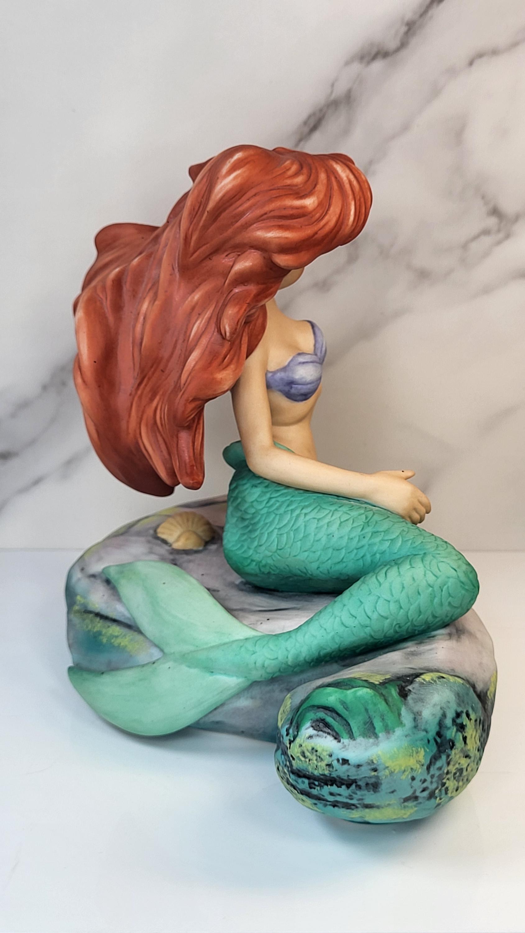 Rare! Pristine Vintage 1989 Disney Ariel Little Mermaid Figurine on Rock - Porcelain Bisque Maquette Statue - Made in Mexico view 5