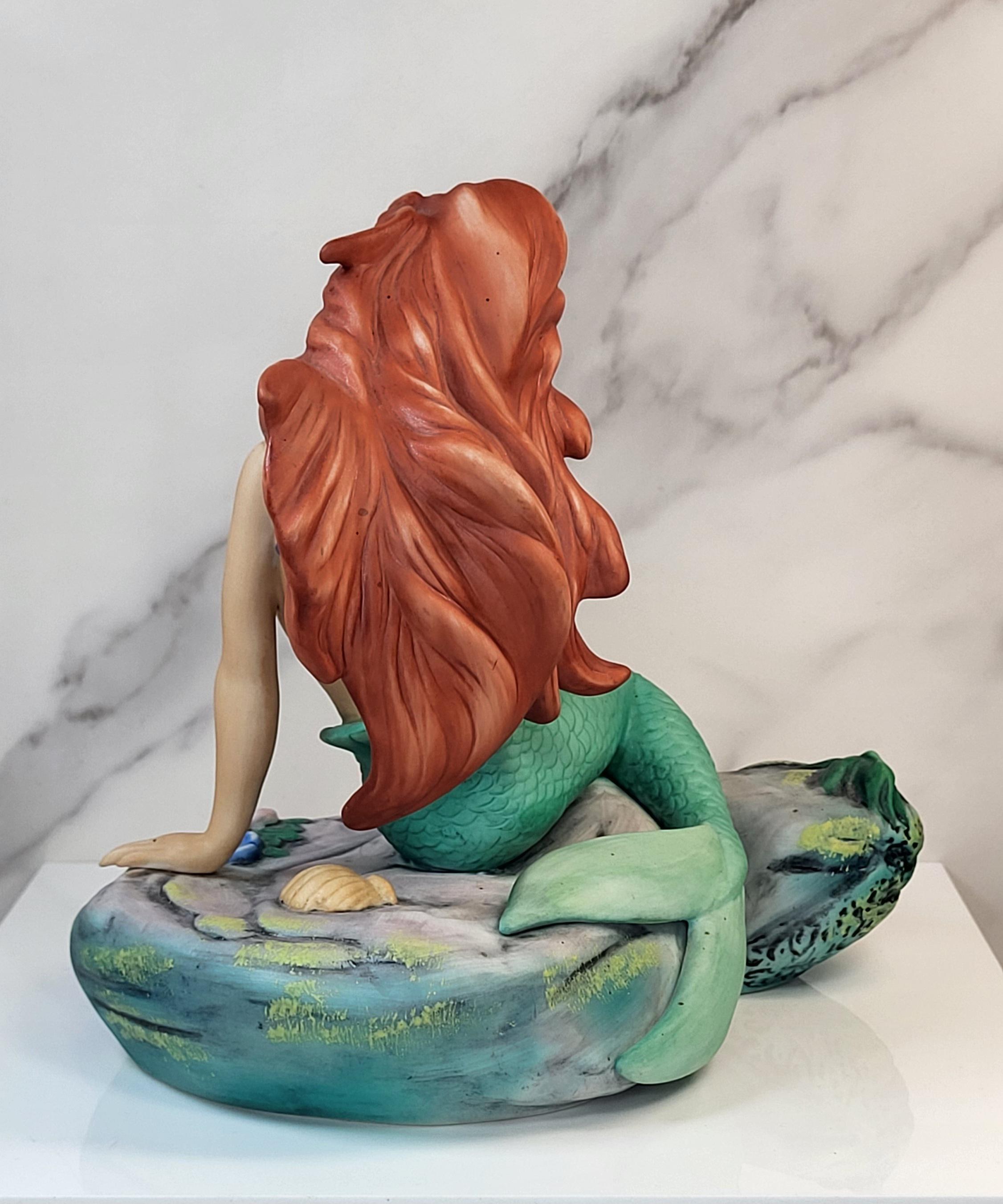 Rare! Pristine Vintage 1989 Disney Ariel Little Mermaid Figurine on Rock - Porcelain Bisque Maquette Statue - Made in Mexico view 7