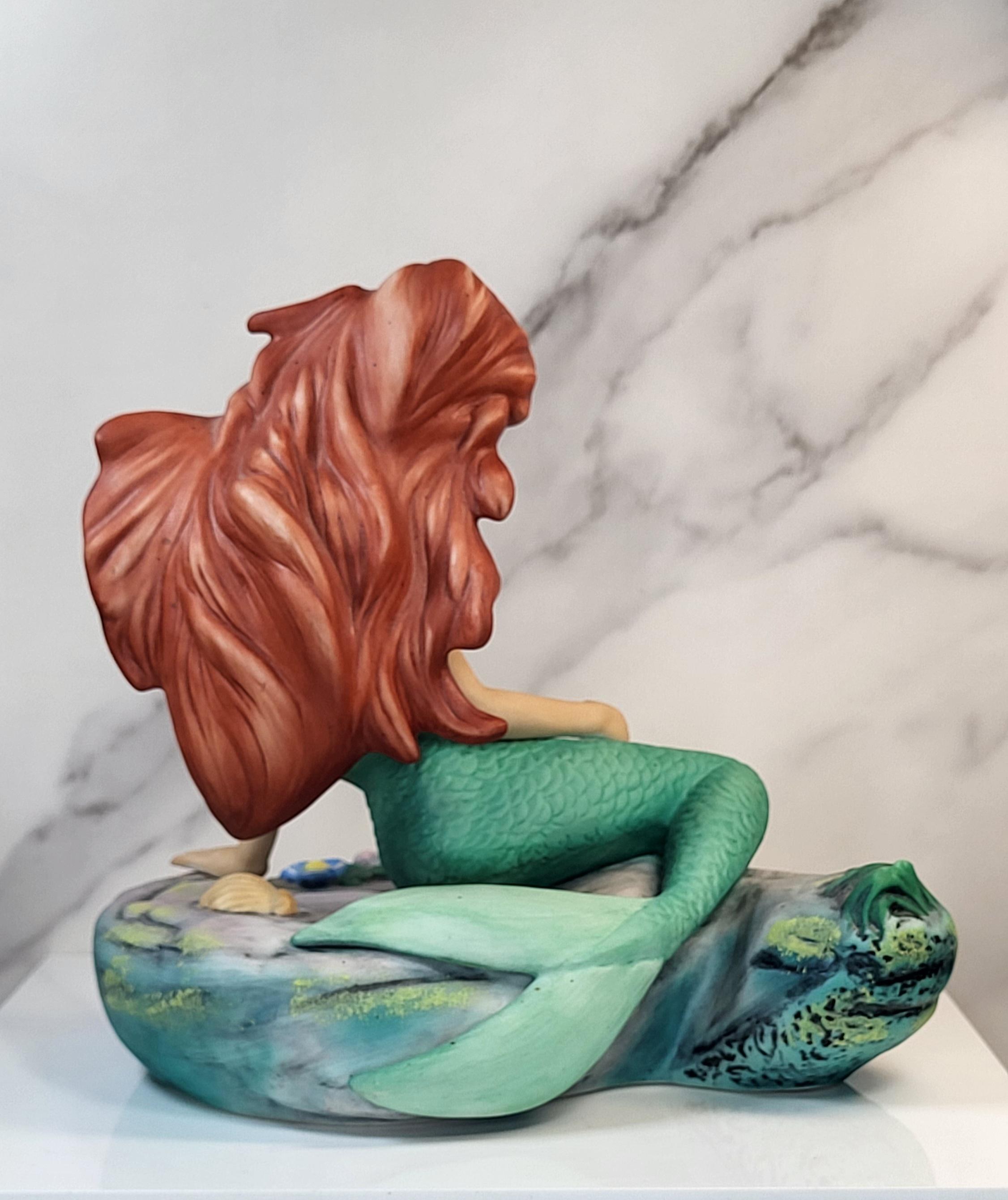 Rare! Pristine Vintage 1989 Disney Ariel Little Mermaid Figurine on Rock - Porcelain Bisque Maquette Statue - Made in Mexico view 8