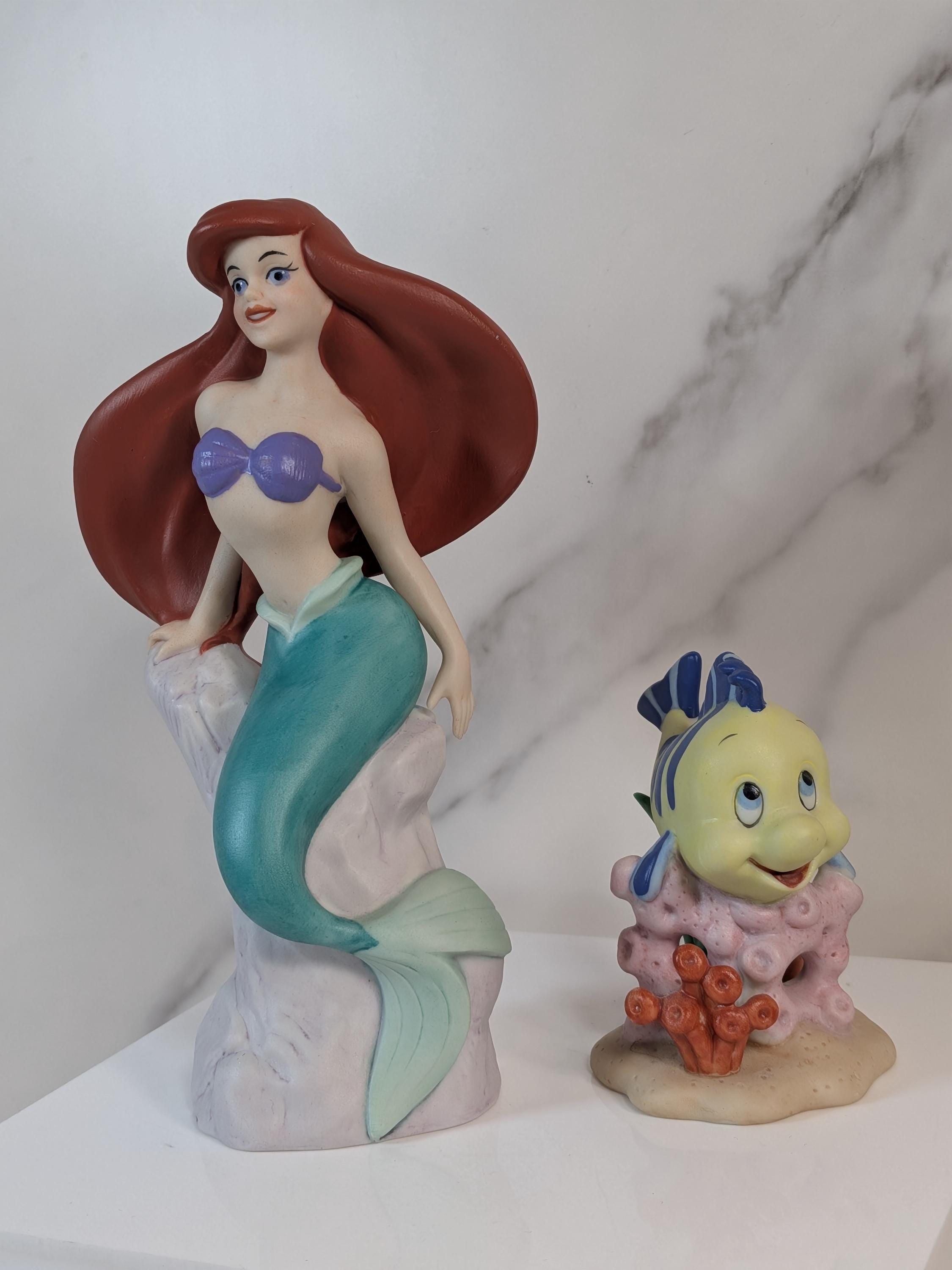 Rare Vintage Disney 1990s Ariel & Flounder Ceramic Figurine Set - Hard to Find view 2