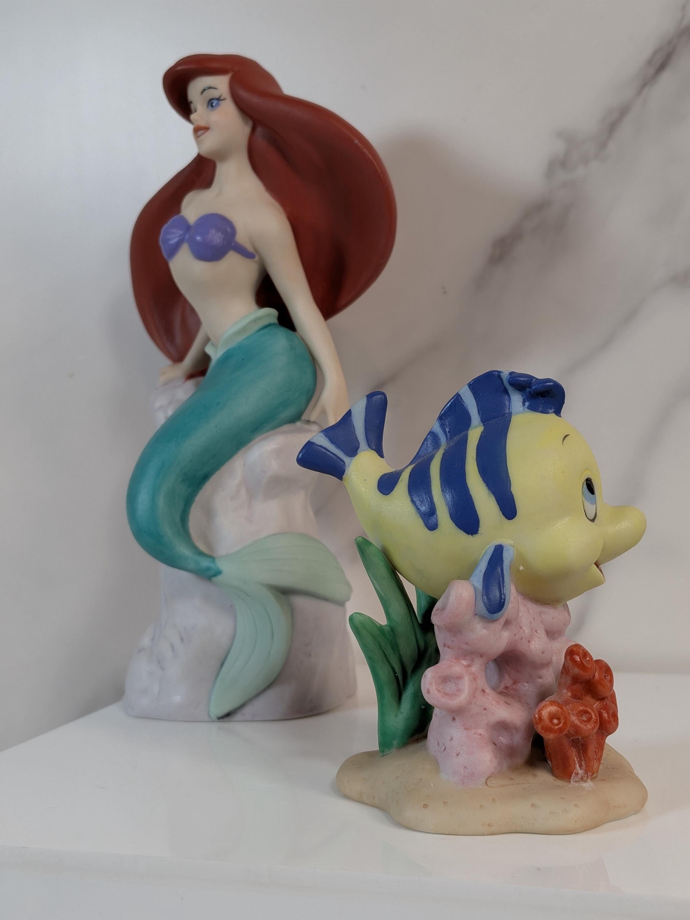 Rare Vintage Disney 1990s Ariel & Flounder Ceramic Figurine Set - Hard to Find view 12