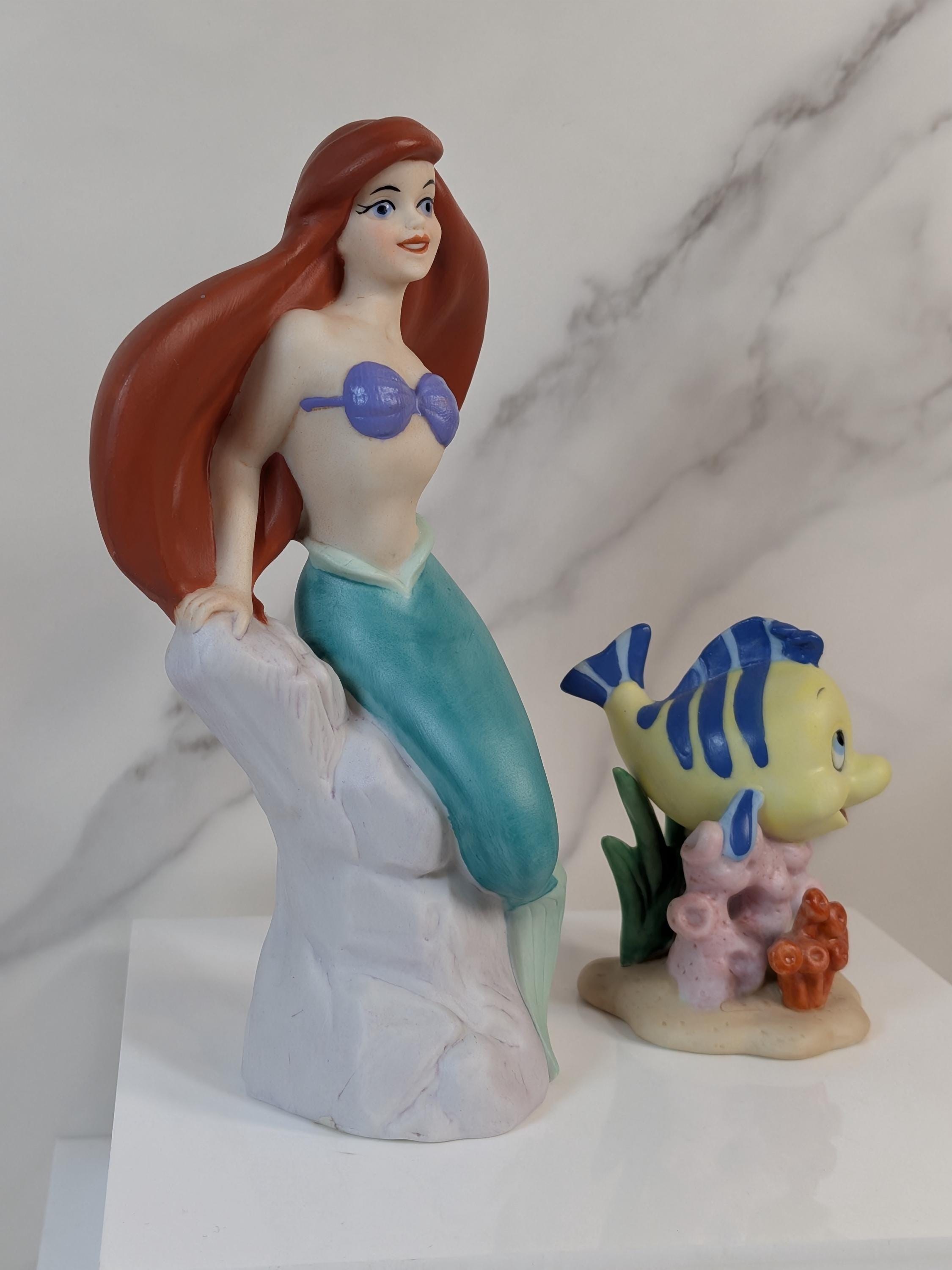 Rare Vintage Disney 1990s Ariel & Flounder Ceramic Figurine Set - Hard to Find view 3