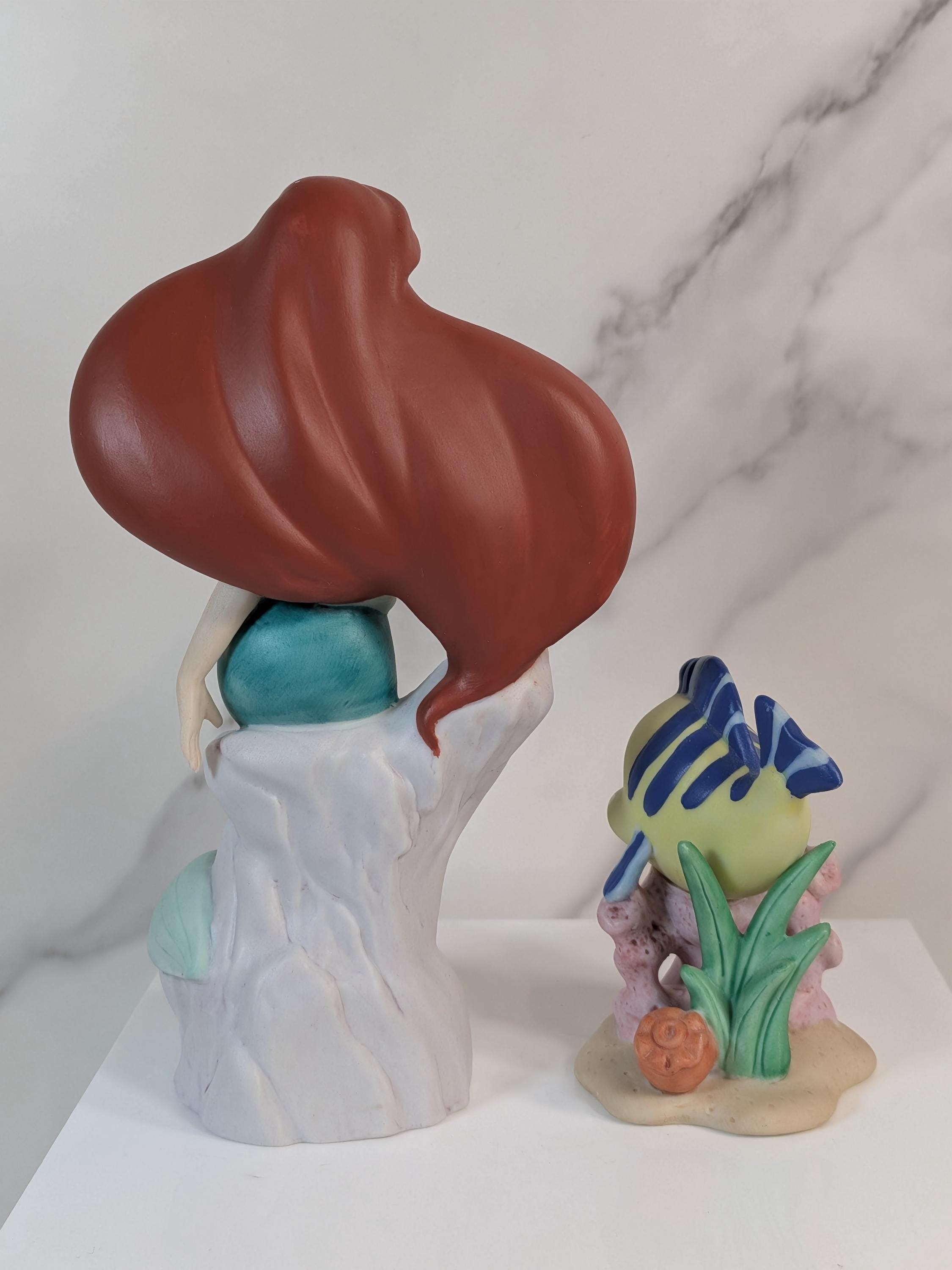 Rare Vintage Disney 1990s Ariel & Flounder Ceramic Figurine Set - Hard to Find view 4