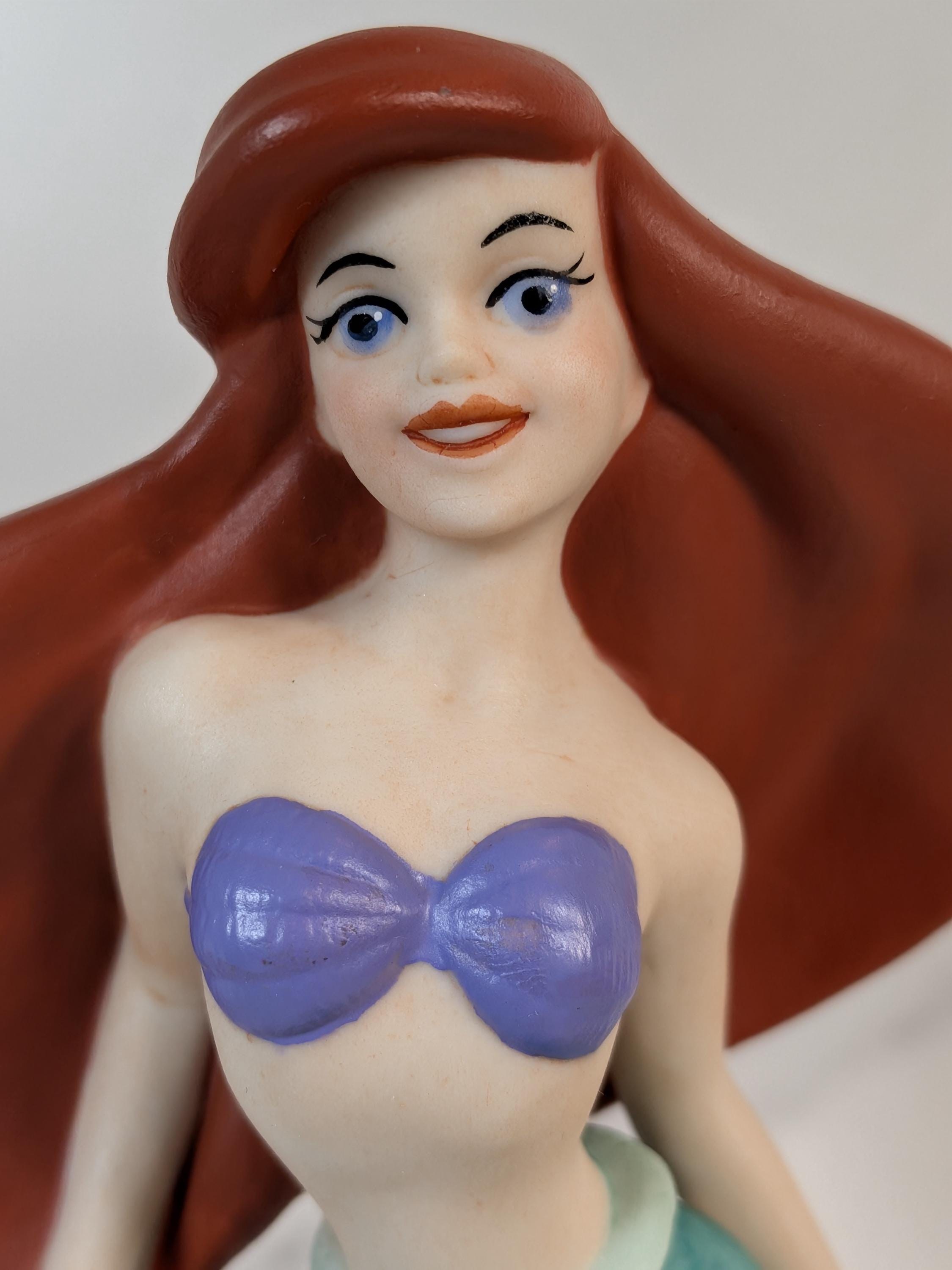 Rare Vintage Disney 1990s Ariel & Flounder Ceramic Figurine Set - Hard to Find view 8