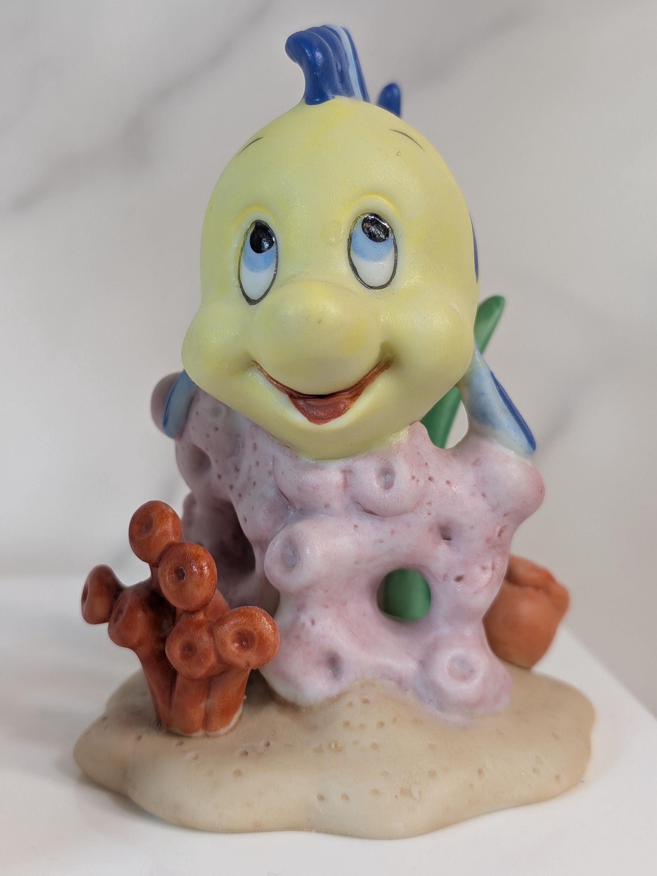 Rare Vintage Disney 1990s Ariel & Flounder Ceramic Figurine Set - Hard to Find view 9