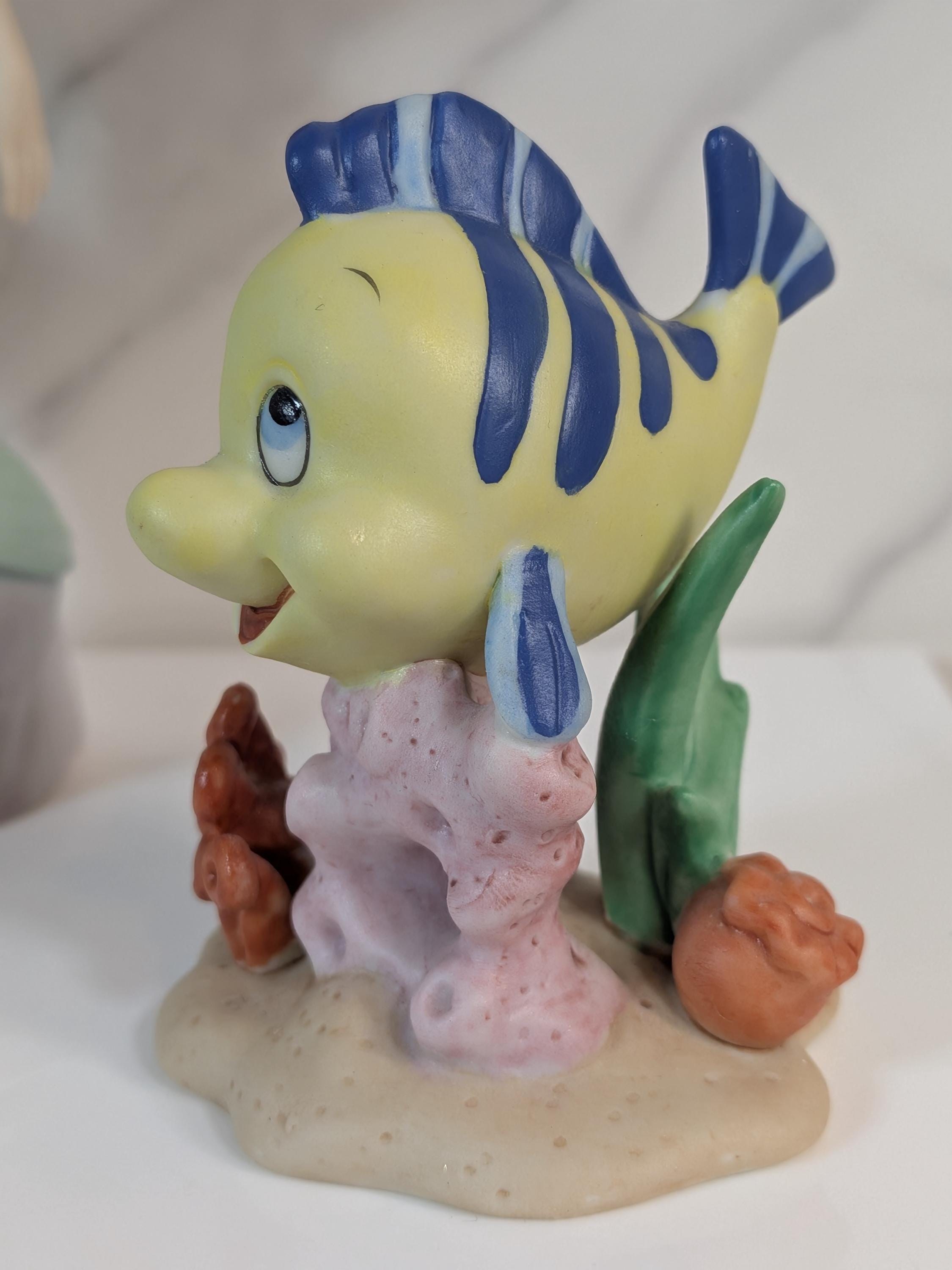 Rare Vintage Disney 1990s Ariel & Flounder Ceramic Figurine Set - Hard to Find view 10