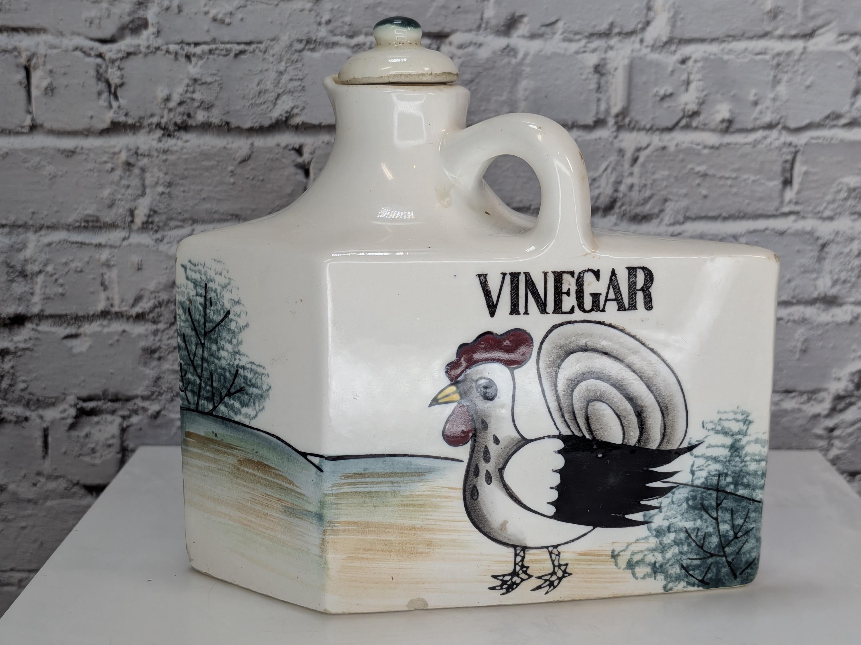 Vintage 1950s Rooster Spice Rack Set - Hand-Painted Ceramic Japan - Farmhouse Kitschy Kitchen Decor - Complete and Hangable view 14