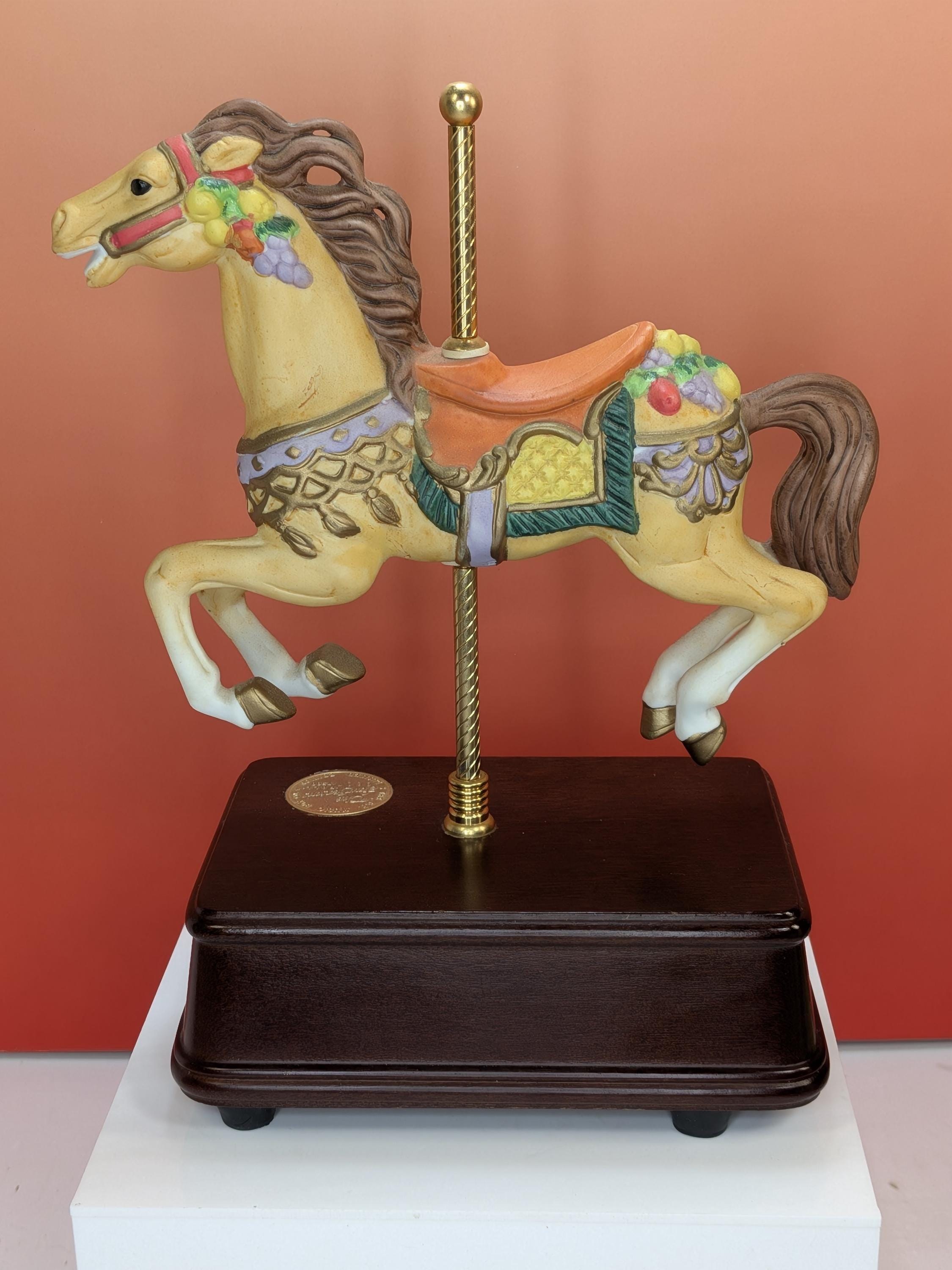 Autumn Carousel Horse Music Box - SF Music Box Co. Four Seasons Collection - Limited Edition Hand Painted Porcelain - Autumn Harvest Theme view 6