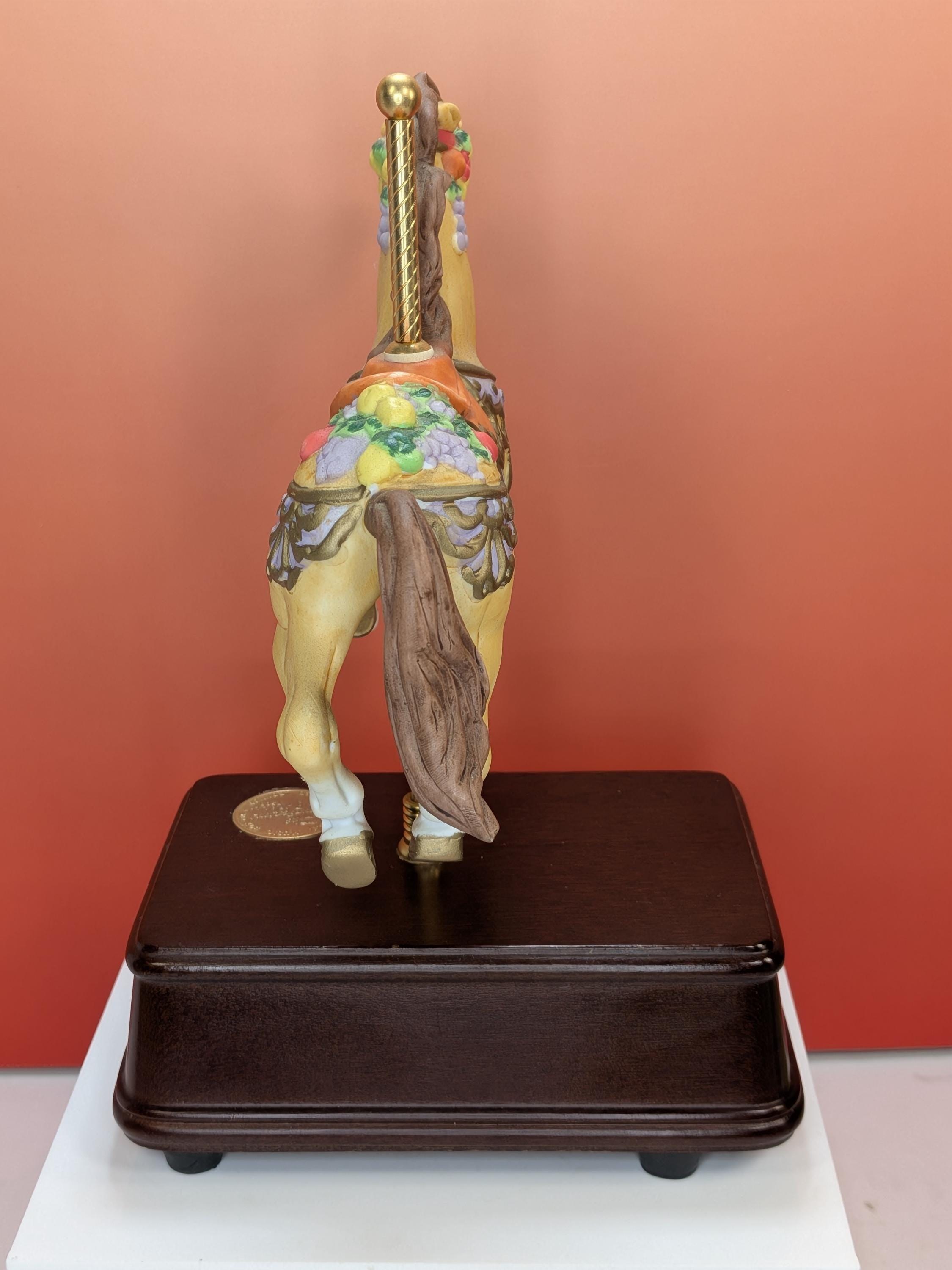 Autumn Carousel Horse Music Box - SF Music Box Co. Four Seasons Collection - Limited Edition Hand Painted Porcelain - Autumn Harvest Theme view 8