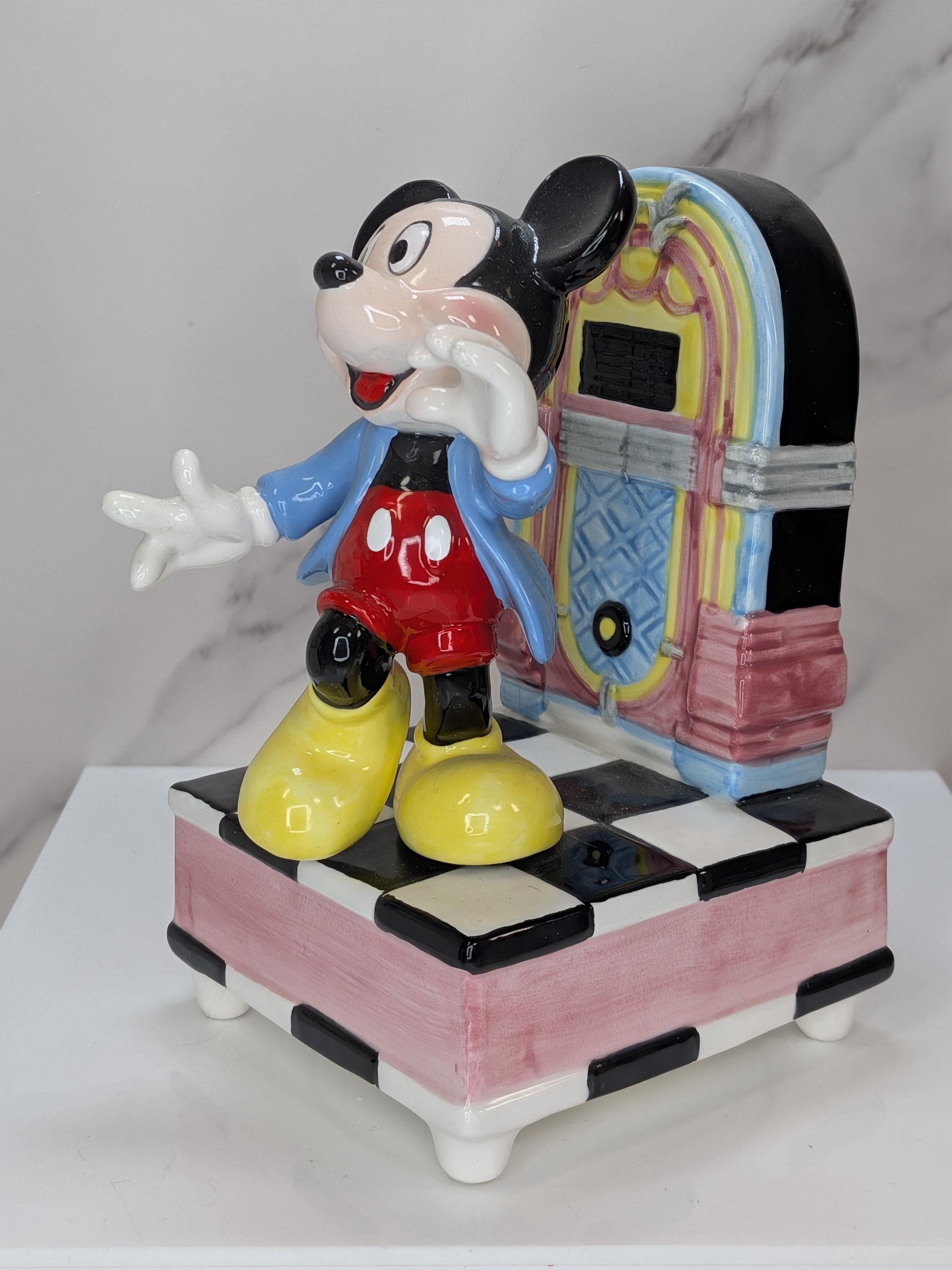Vintage 1980s Disney Schmid Musical Figurine Set - Mickey Jukebox & Minnie Diner - Both Play and Move but Minnie has Flaws view 8
