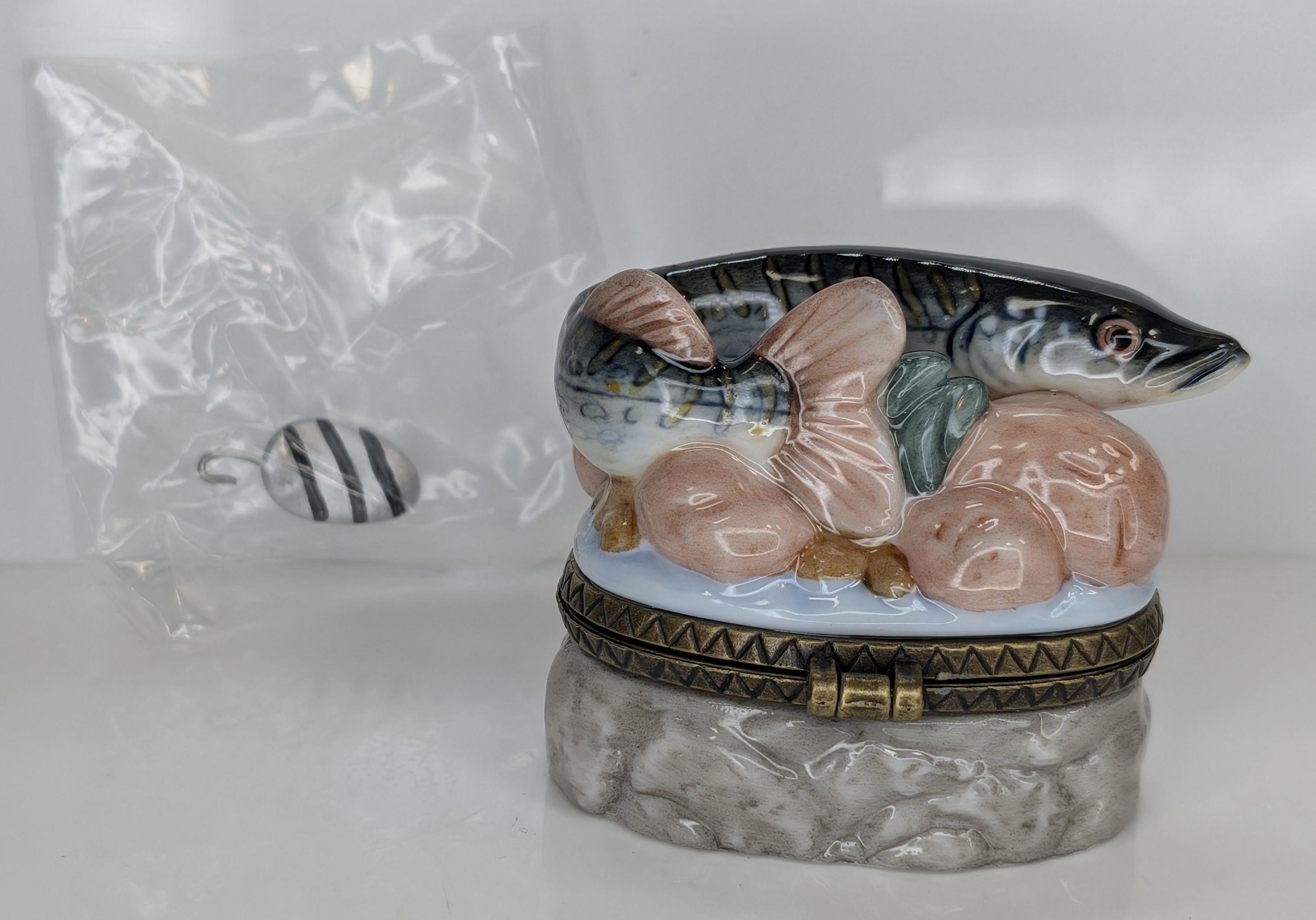 Curated Vintage Fish Trinket Box Set - Midwest of Cannon Falls PHB Collection - 5 Leaping Freshwater Game Fish with Lures - Cabin Core Decor view 14