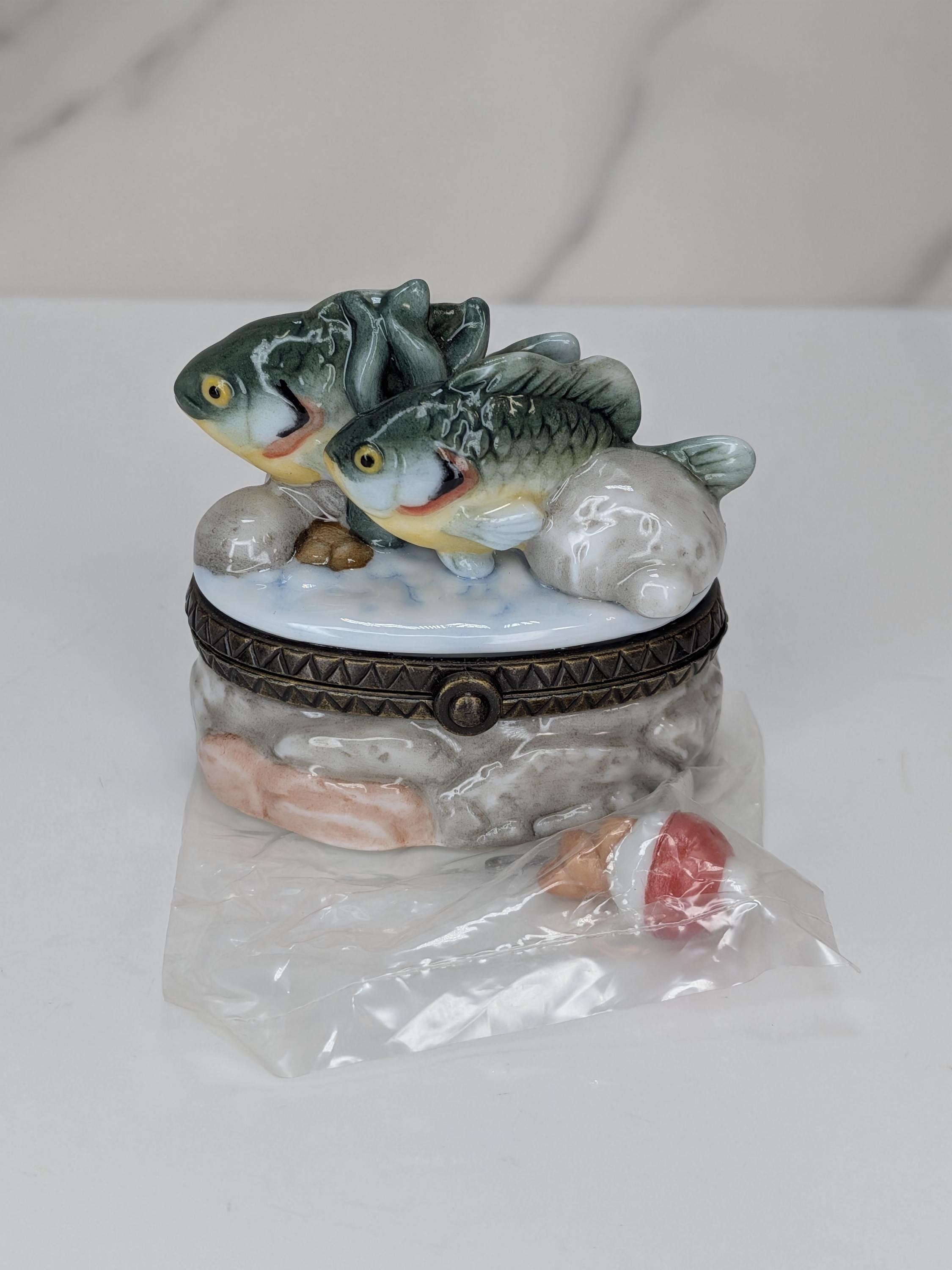 Curated Vintage Fish Trinket Box Set - Midwest of Cannon Falls PHB Collection - 5 Leaping Freshwater Game Fish with Lures - Cabin Core Decor view 17
