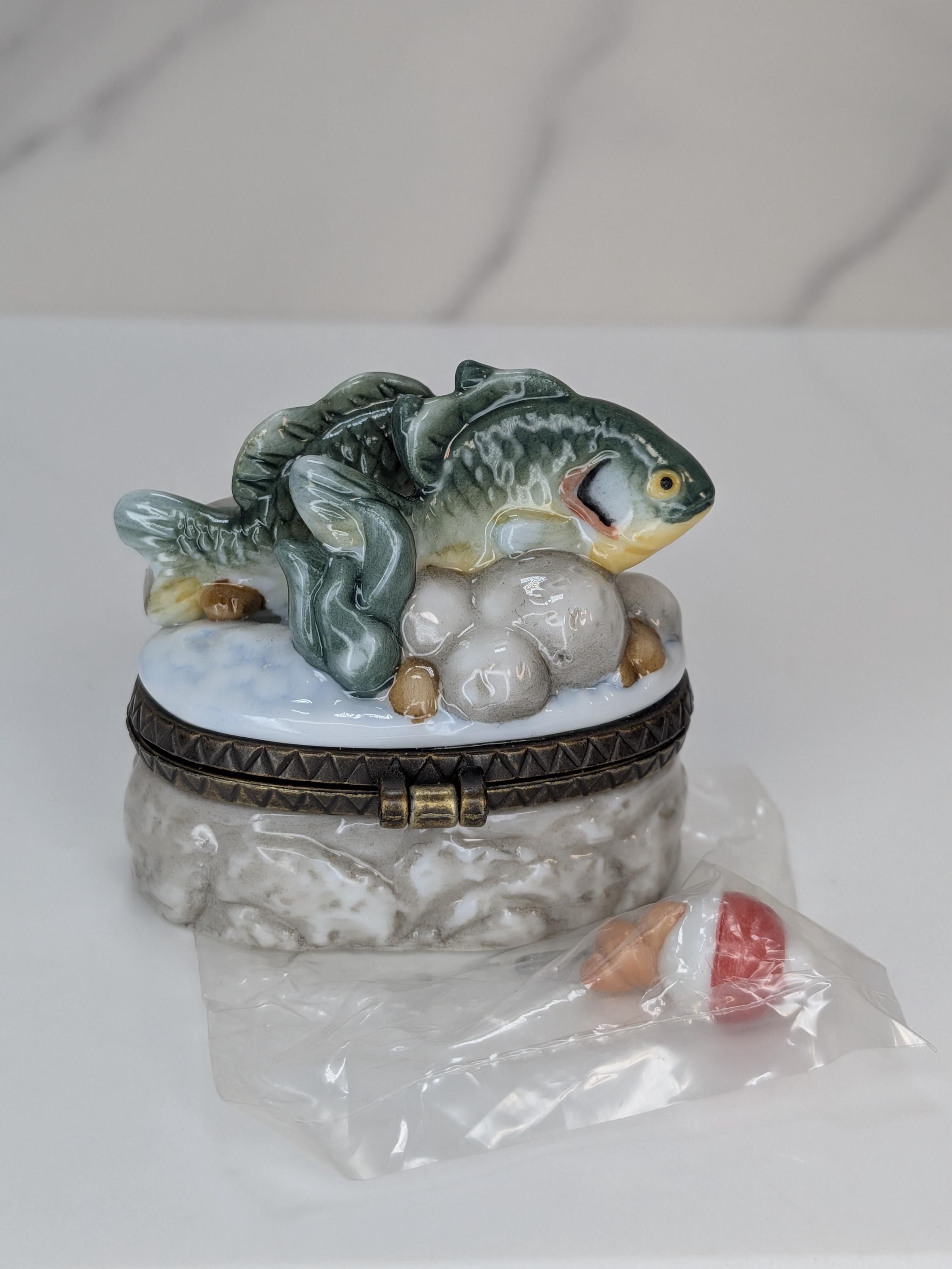 Curated Vintage Fish Trinket Box Set - Midwest of Cannon Falls PHB Collection - 5 Leaping Freshwater Game Fish with Lures - Cabin Core Decor view 18