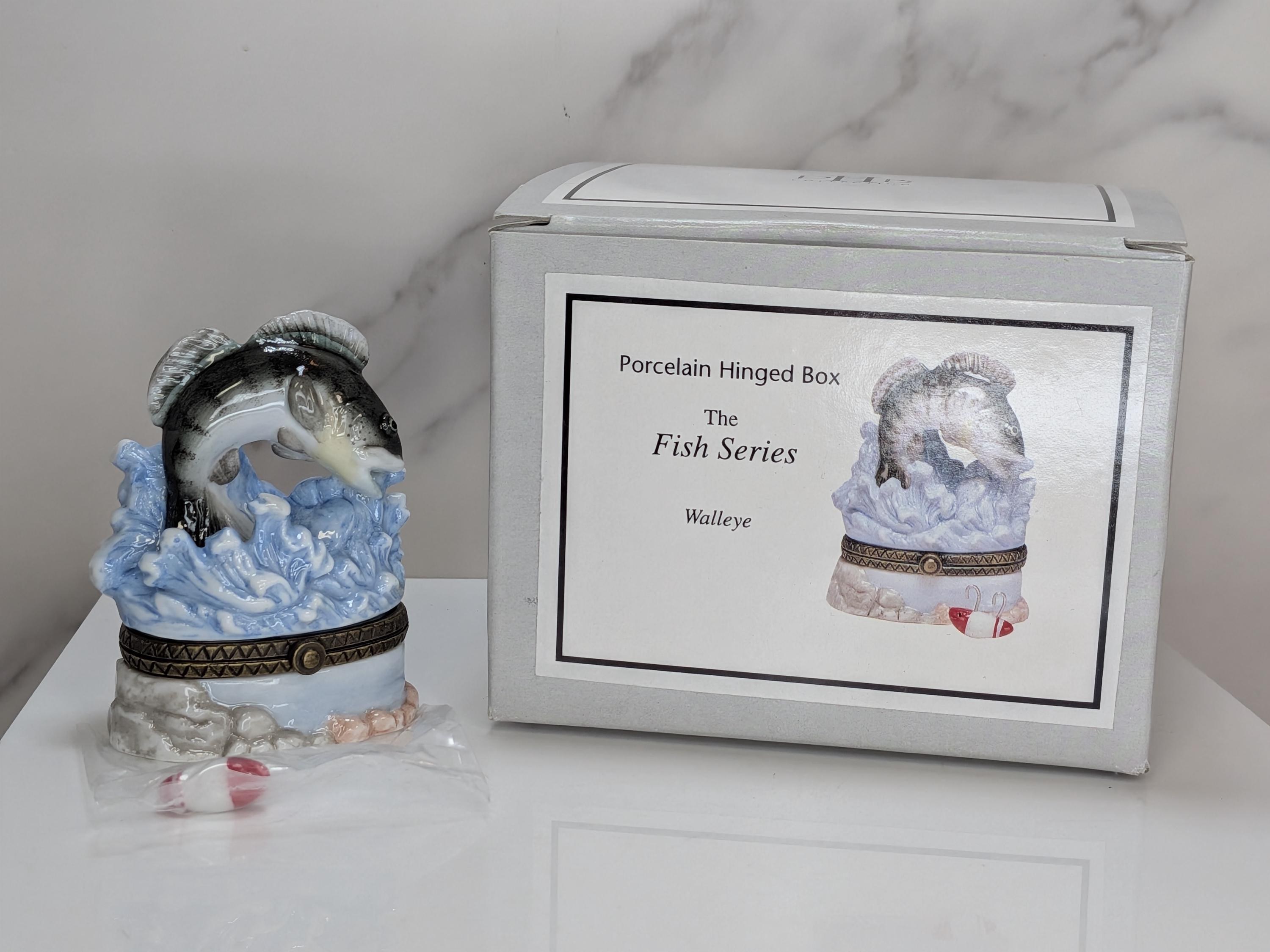 Curated Vintage Fish Trinket Box Set - Midwest of Cannon Falls PHB Collection - 5 Leaping Freshwater Game Fish with Lures - Cabin Core Decor view 6