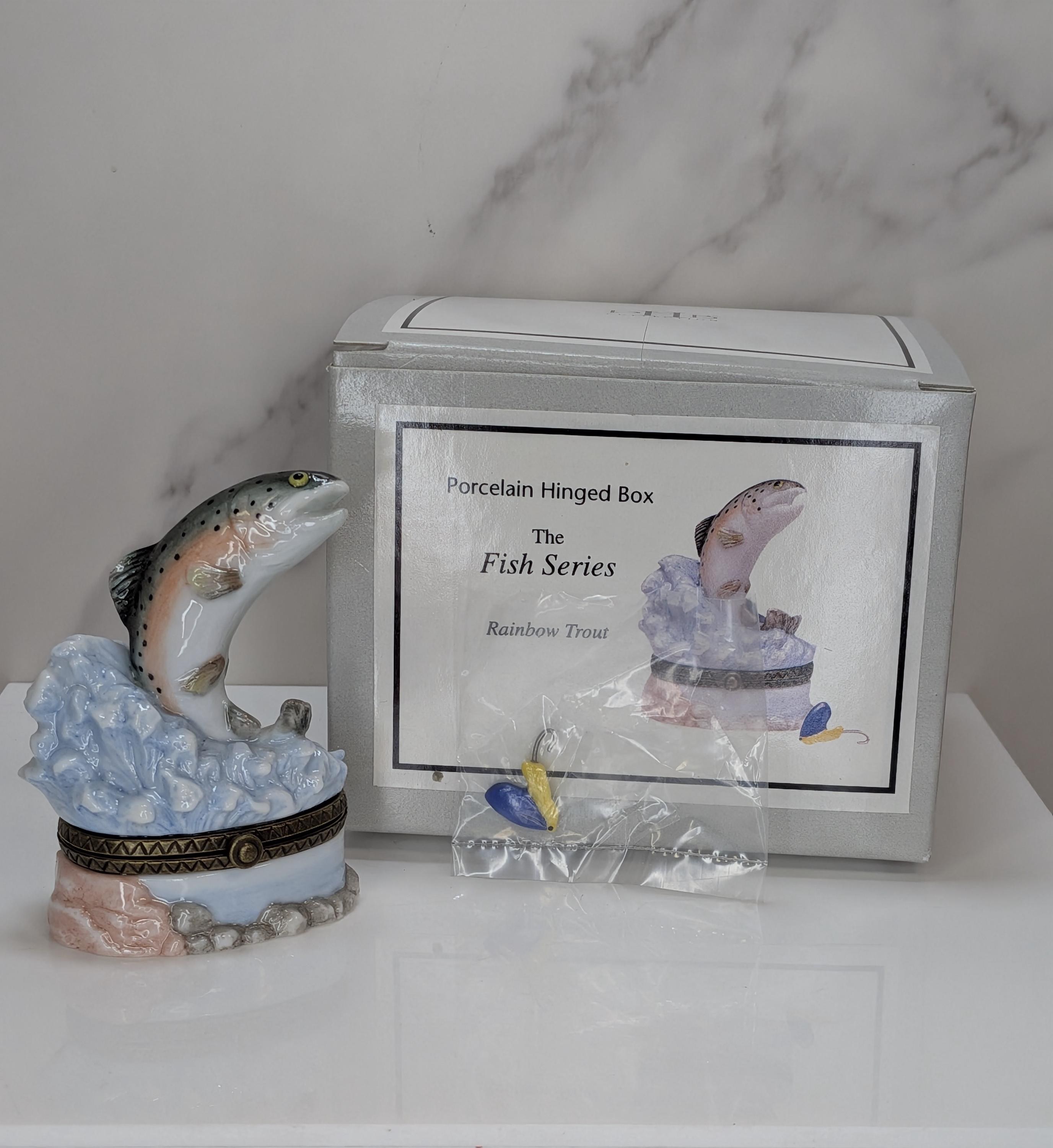 Curated Vintage Fish Trinket Box Set - Midwest of Cannon Falls PHB Collection - 5 Leaping Freshwater Game Fish with Lures - Cabin Core Decor view 10