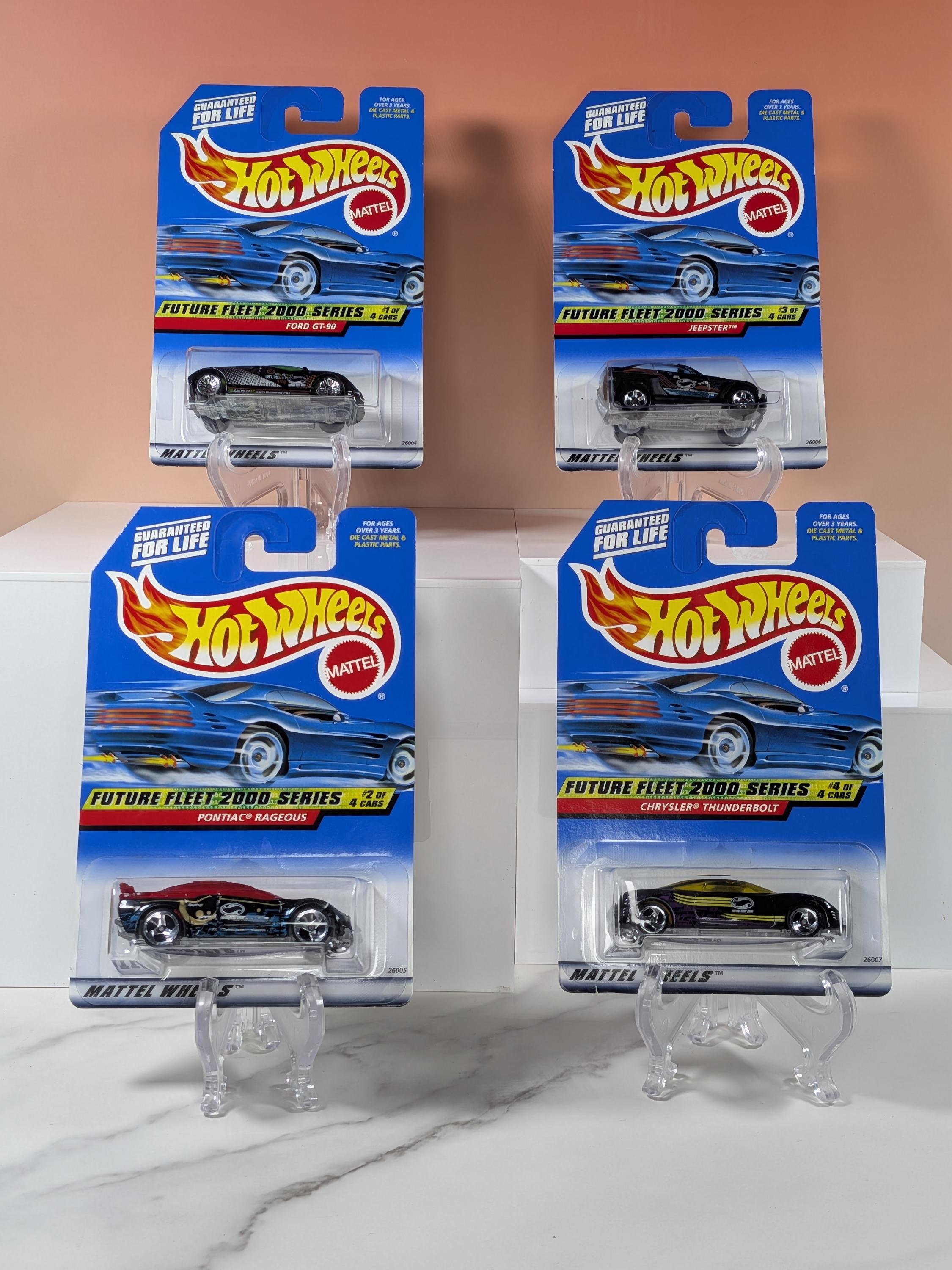 Mint Set! 2000 Hot Wheels Future Fleet Series - Complete 4-Car Collection #001-004