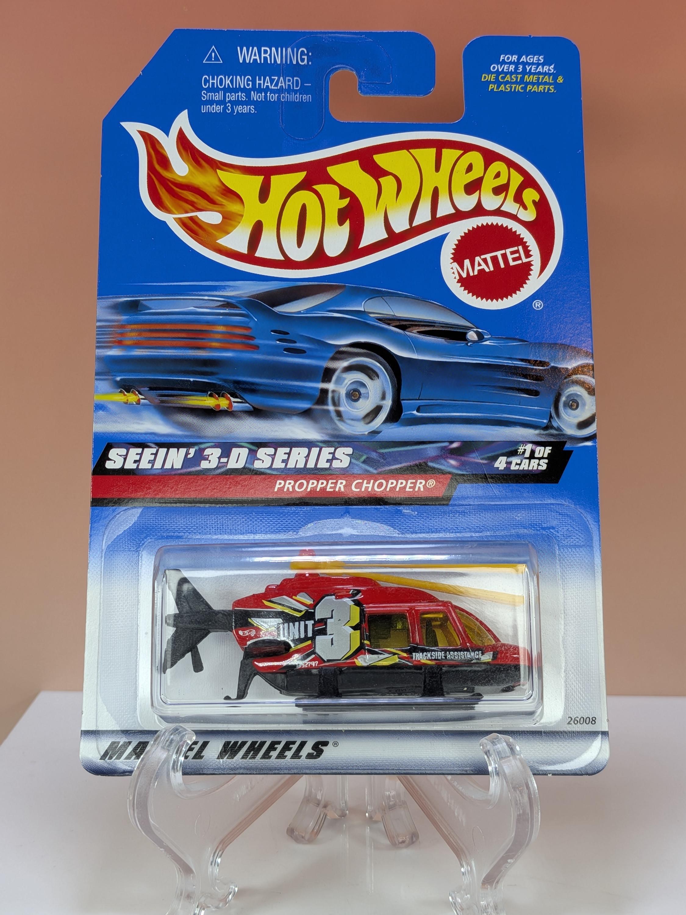 Hot Wheels Seein' 3-D Series complete set of 4, vintage 2000 diecast NIB view 2