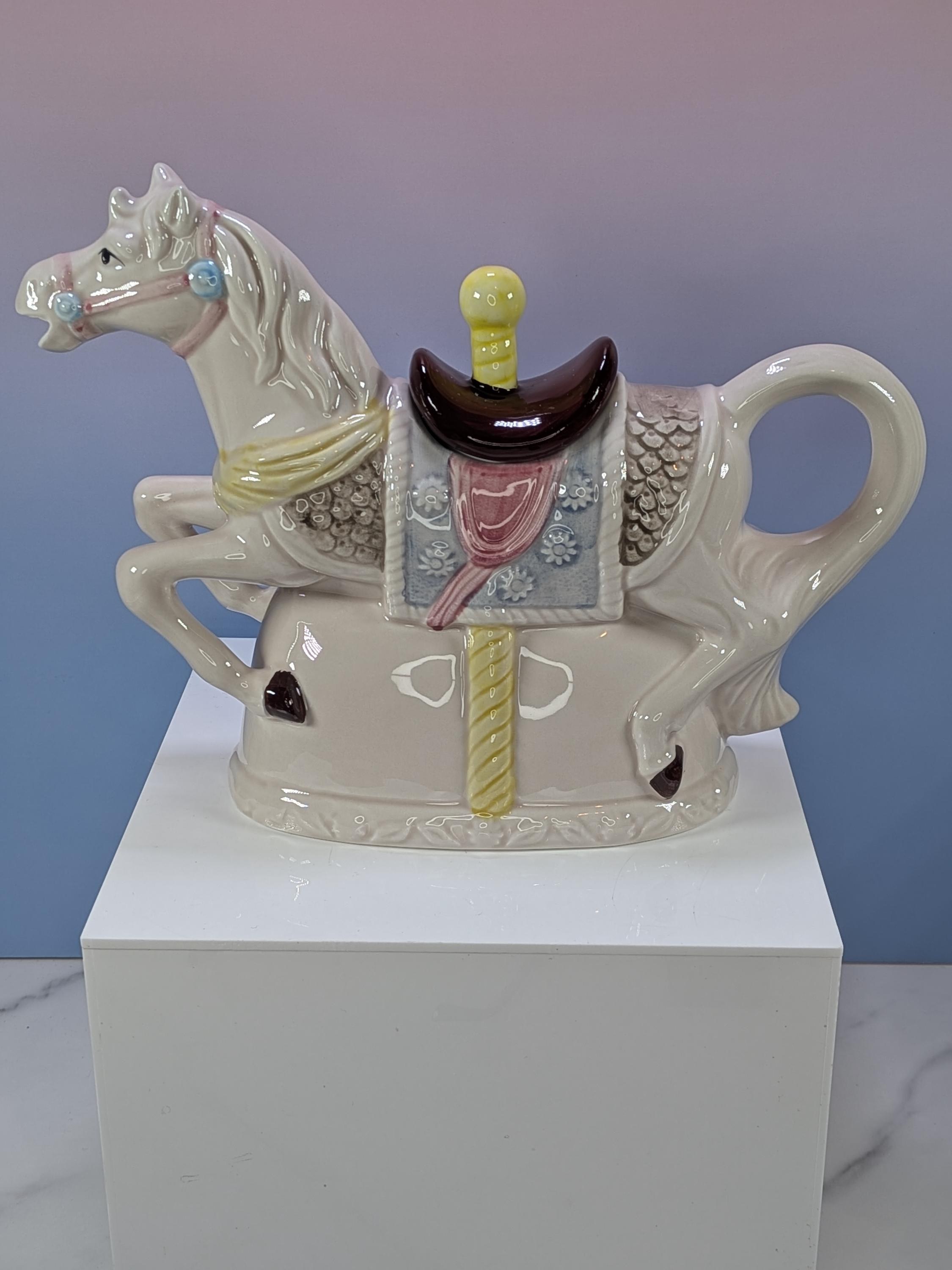 Vintage Heritage Mint Carousel Horse Teapot Hand Painted Rare LIKE NEW with Box! view 2