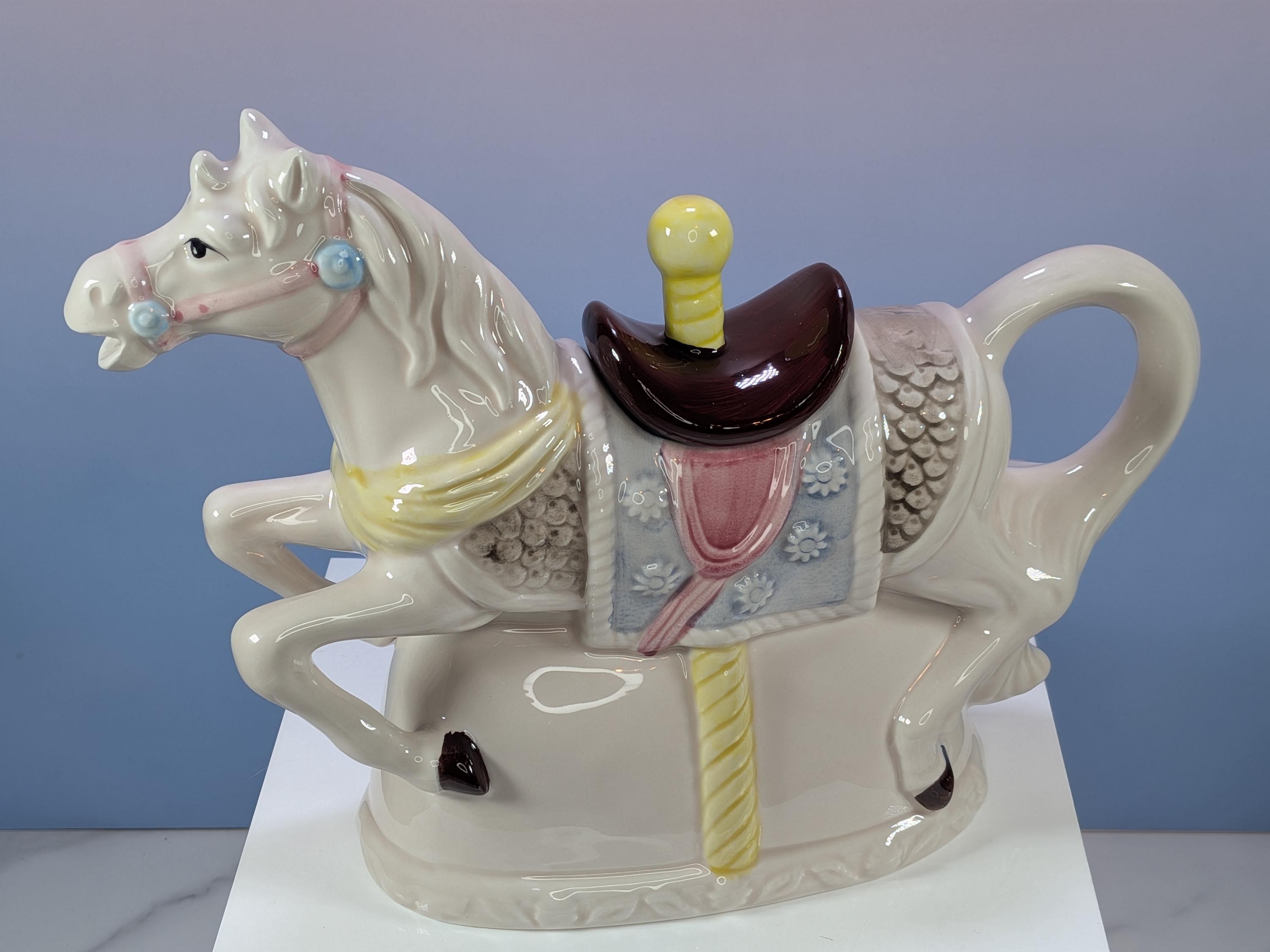 Vintage Heritage Mint Carousel Horse Teapot Hand Painted Rare LIKE NEW with Box! view 13
