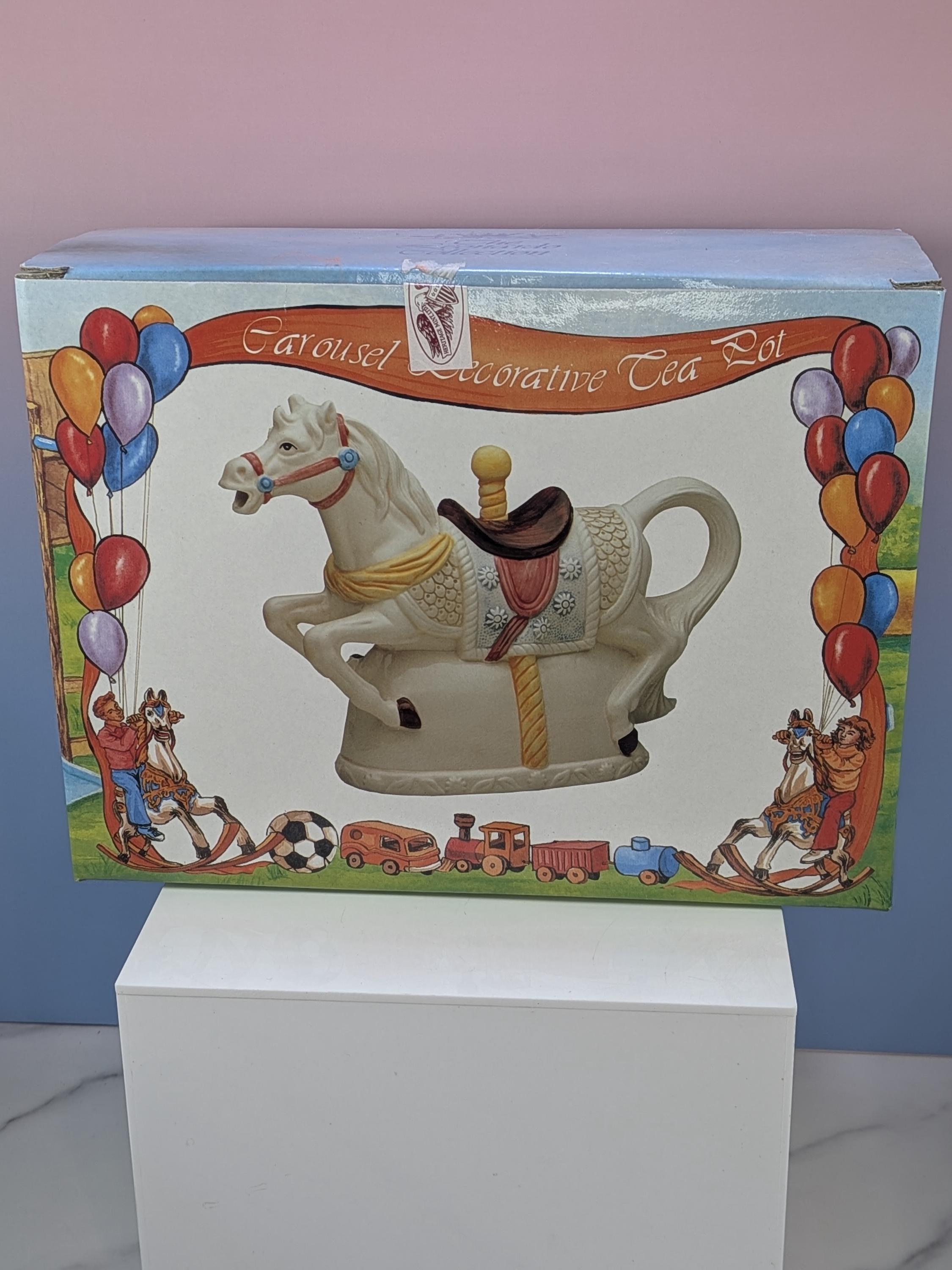 Vintage Heritage Mint Carousel Horse Teapot Hand Painted Rare LIKE NEW with Box! view 3