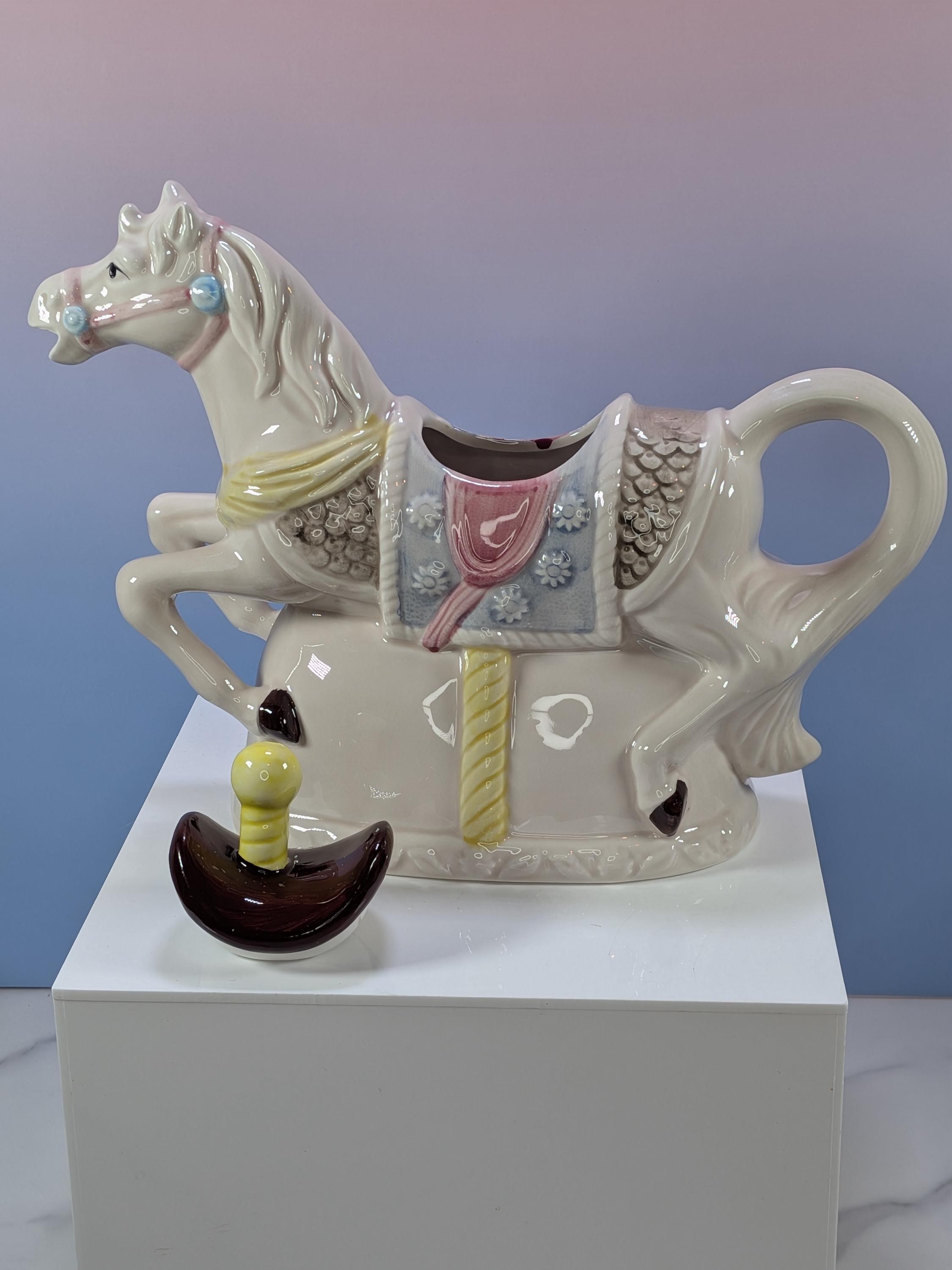 Vintage Heritage Mint Carousel Horse Teapot Hand Painted Rare LIKE NEW with Box! view 8