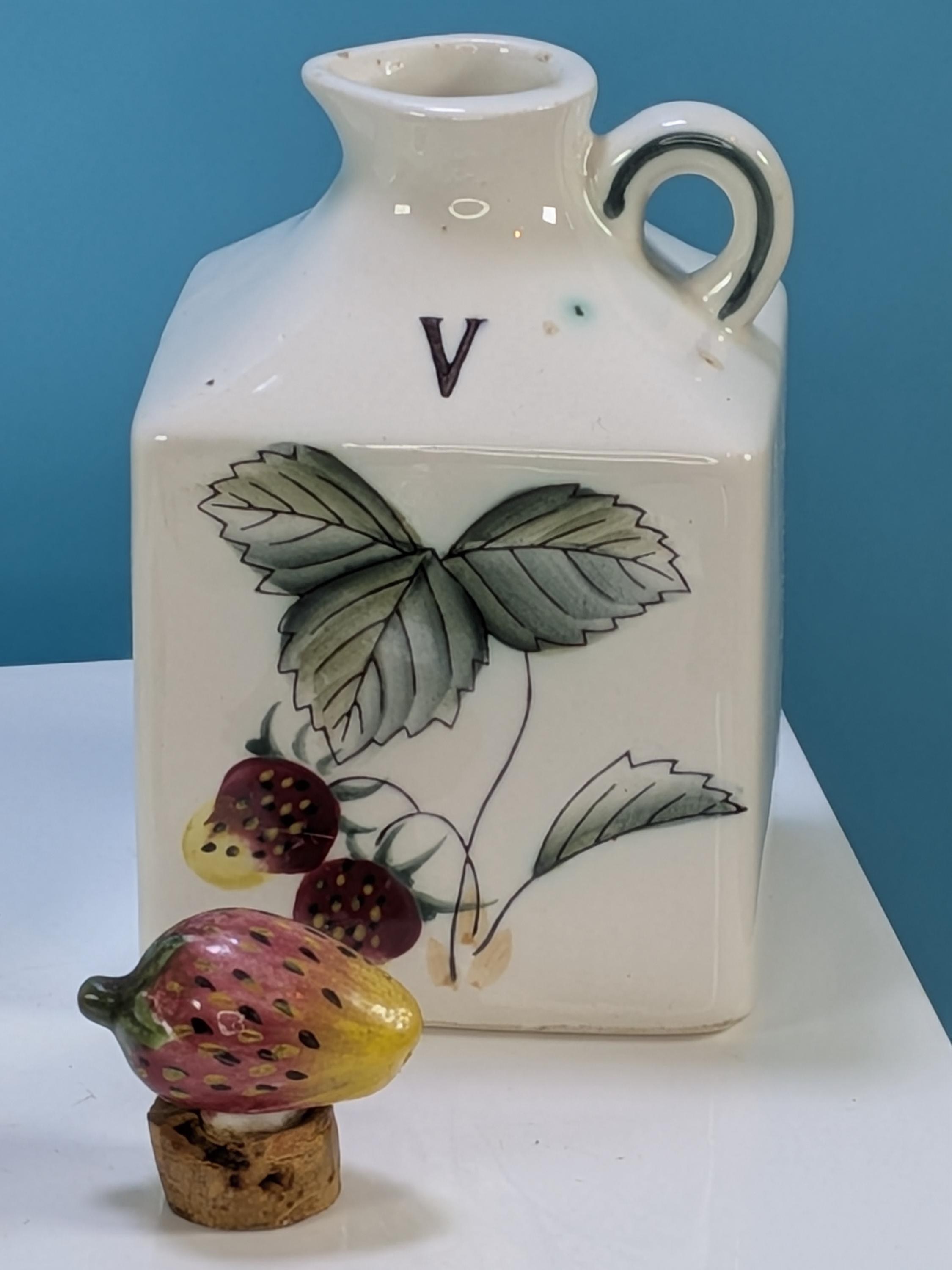 Vintage 1950s Fred Roberts Co. Japan Strawberry Spice Rack COMPLETE 6-Piece Ceramic Cruet Set & Wood Shelf MCM Cottagecore Kitchen Decor view 12