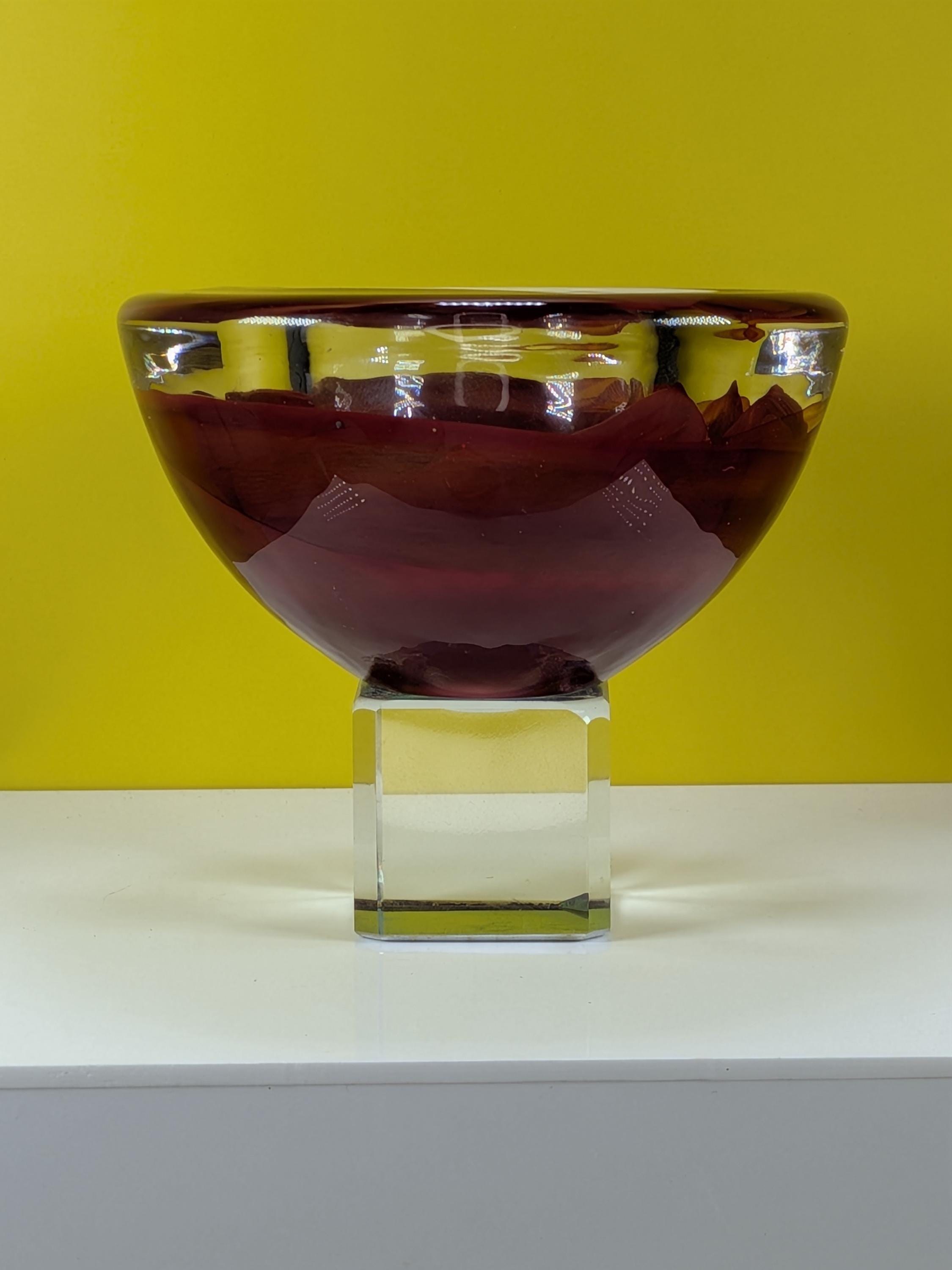 Vintage Kosta Boda Atoll Art Glass Bowl Votive Set Anna Ehrner Swedish Hand Blown Swirl Crystal Set of 3 Colorful MCM Home Decor view 4
