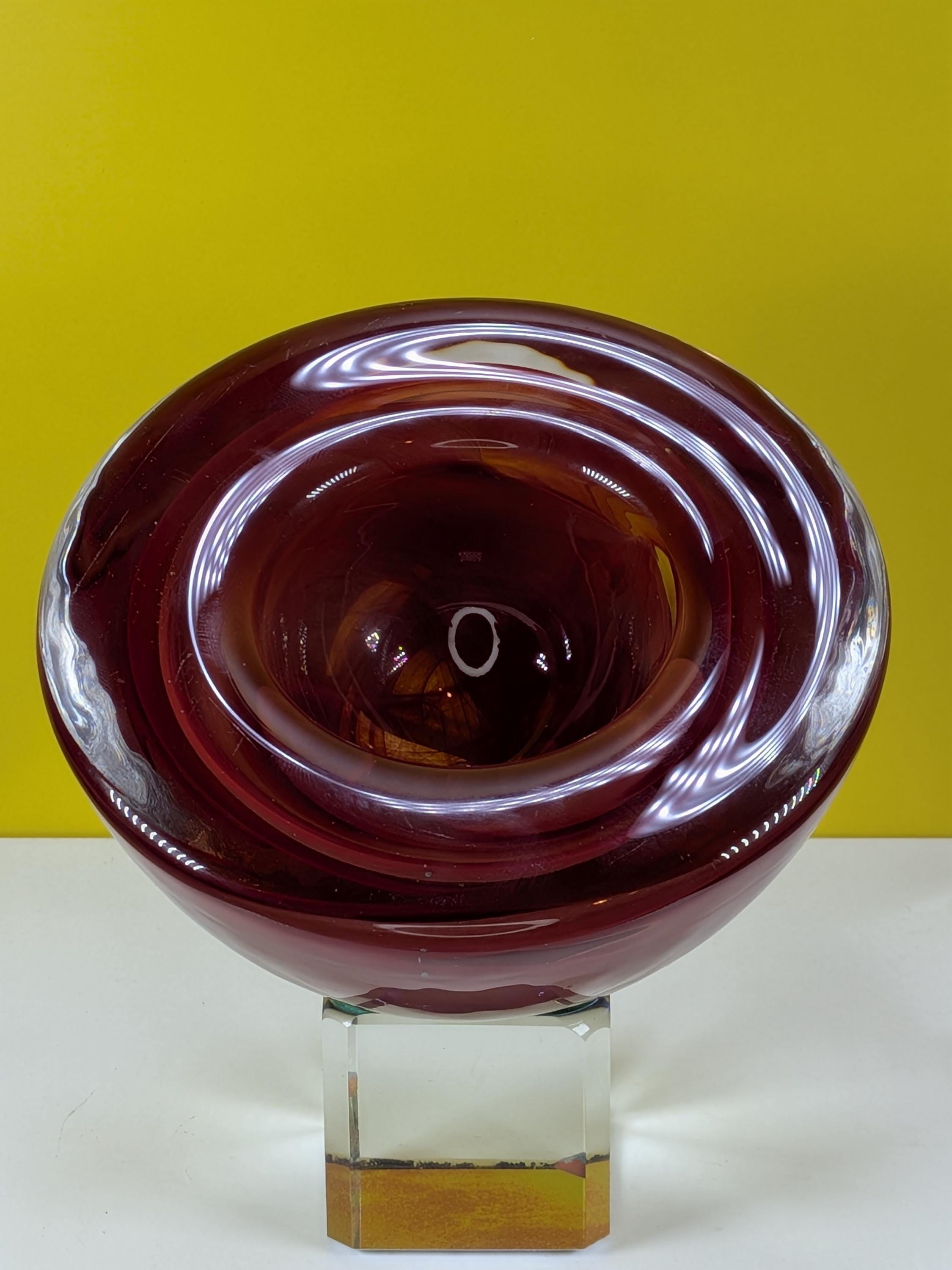 Vintage Kosta Boda Atoll Art Glass Bowl Votive Set Anna Ehrner Swedish Hand Blown Swirl Crystal Set of 3 Colorful MCM Home Decor view 5