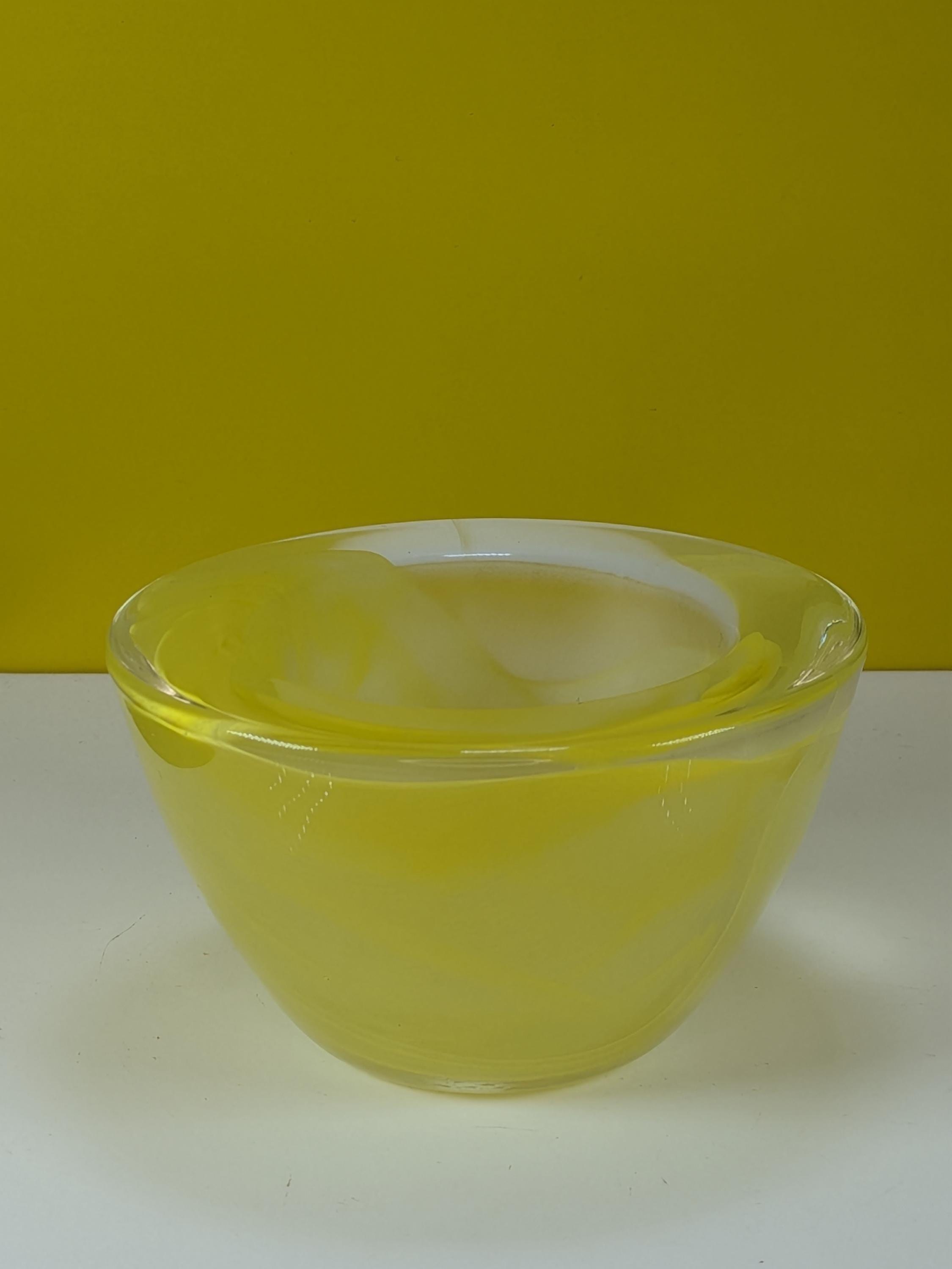 Vintage Kosta Boda Atoll Art Glass Bowl Votive Set Anna Ehrner Swedish Hand Blown Swirl Crystal Set of 3 Colorful MCM Home Decor view 6