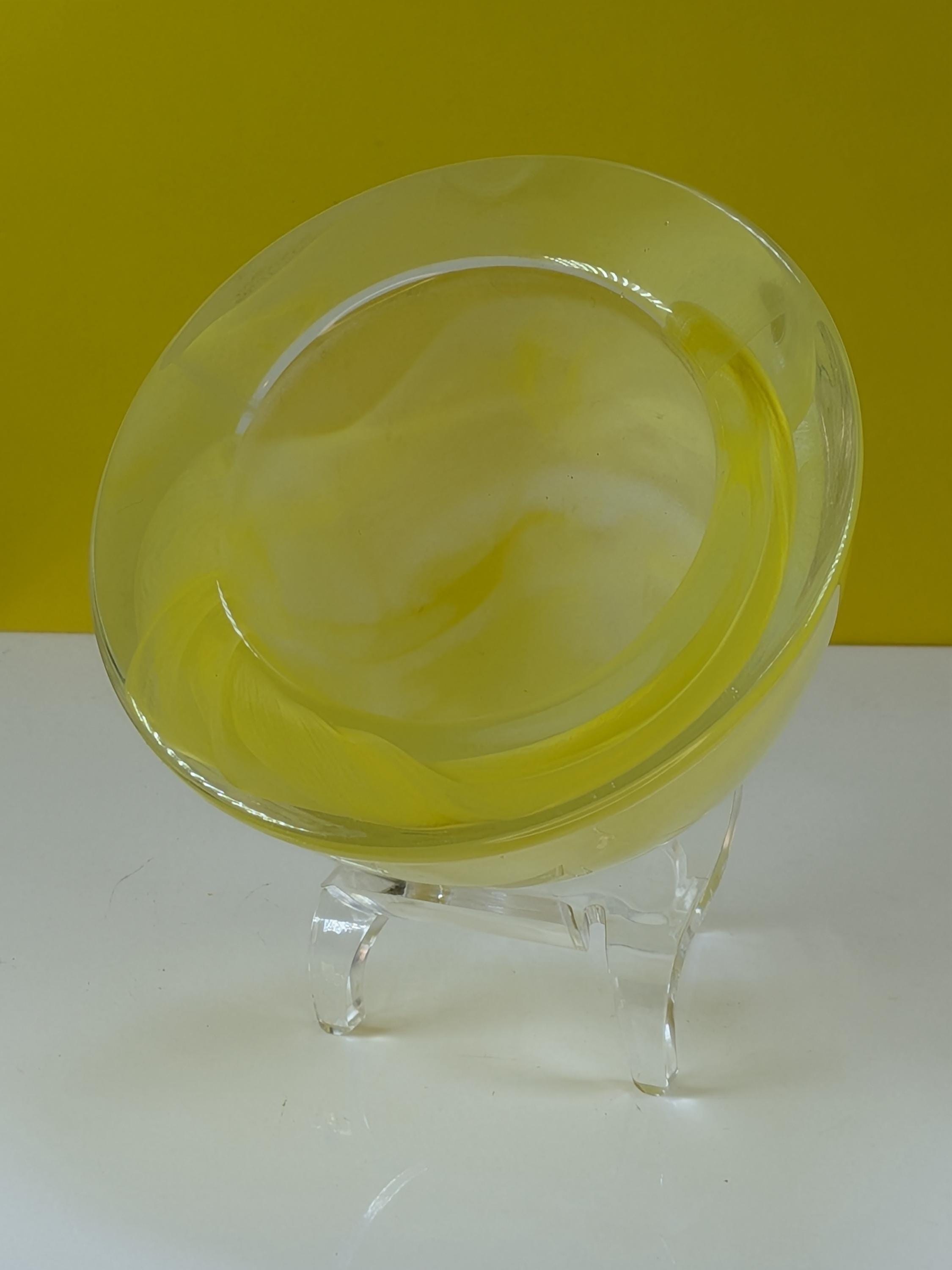 Vintage Kosta Boda Atoll Art Glass Bowl Votive Set Anna Ehrner Swedish Hand Blown Swirl Crystal Set of 3 Colorful MCM Home Decor view 7