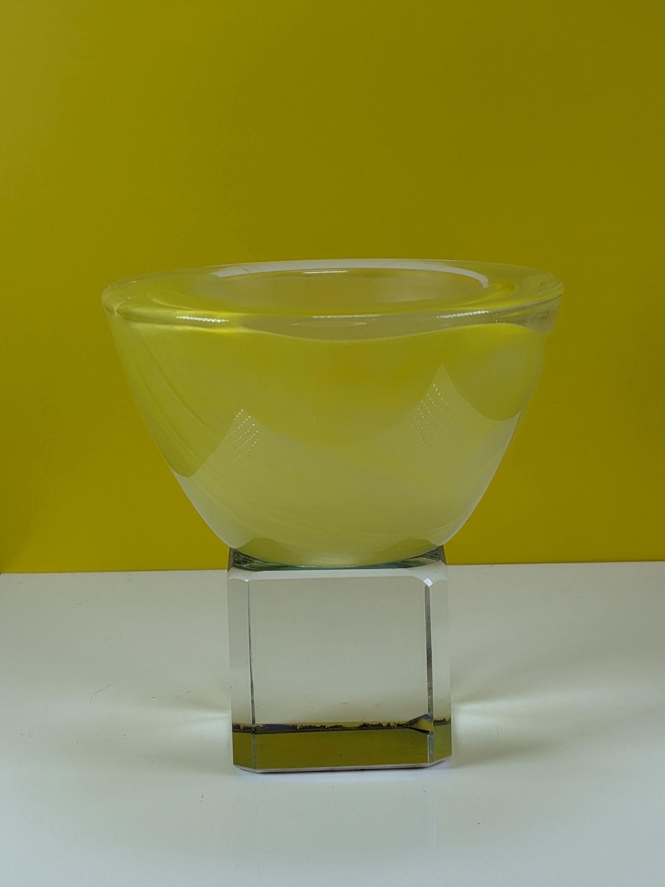 Vintage Kosta Boda Atoll Art Glass Bowl Votive Set Anna Ehrner Swedish Hand Blown Swirl Crystal Set of 3 Colorful MCM Home Decor view 8