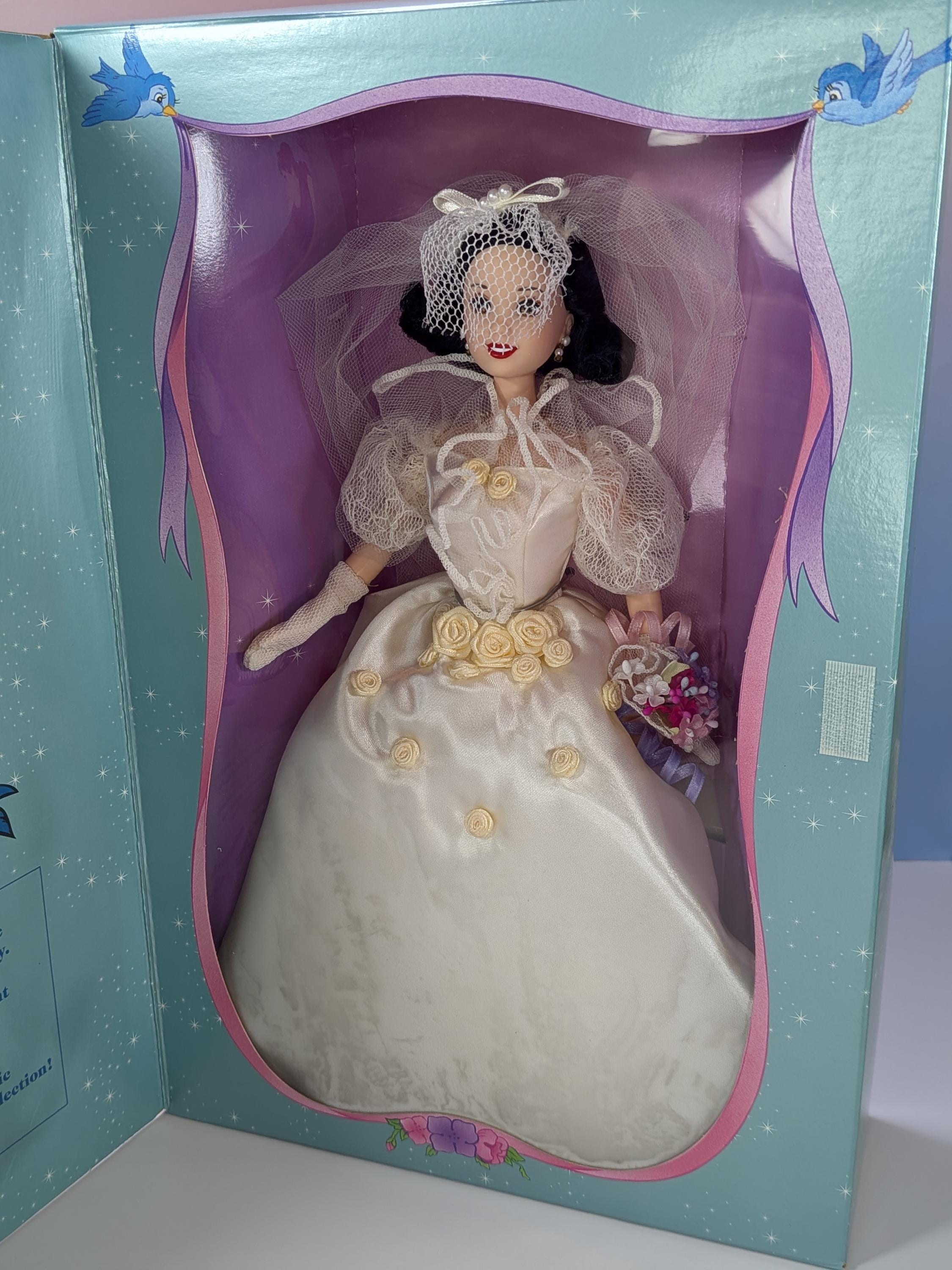 Vintage 1997 Mattel Disney Wedding Barbie Doll Set Sleeping Beauty Aurora and Snow White Collector Edition NIB NRFB view 3