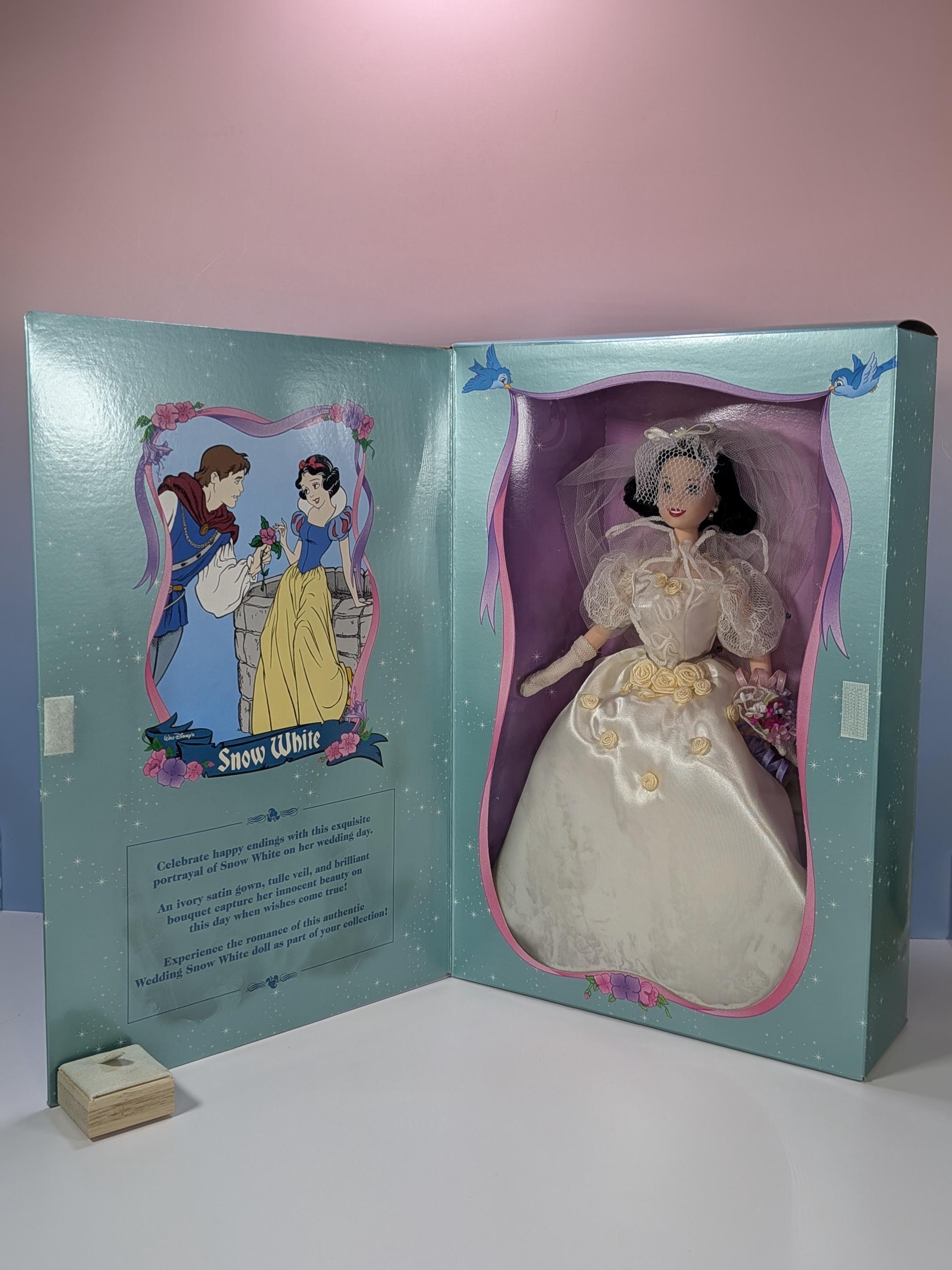 Vintage 1997 Mattel Disney Wedding Barbie Doll Set Sleeping Beauty Aurora and Snow White Collector Edition NIB NRFB view 4