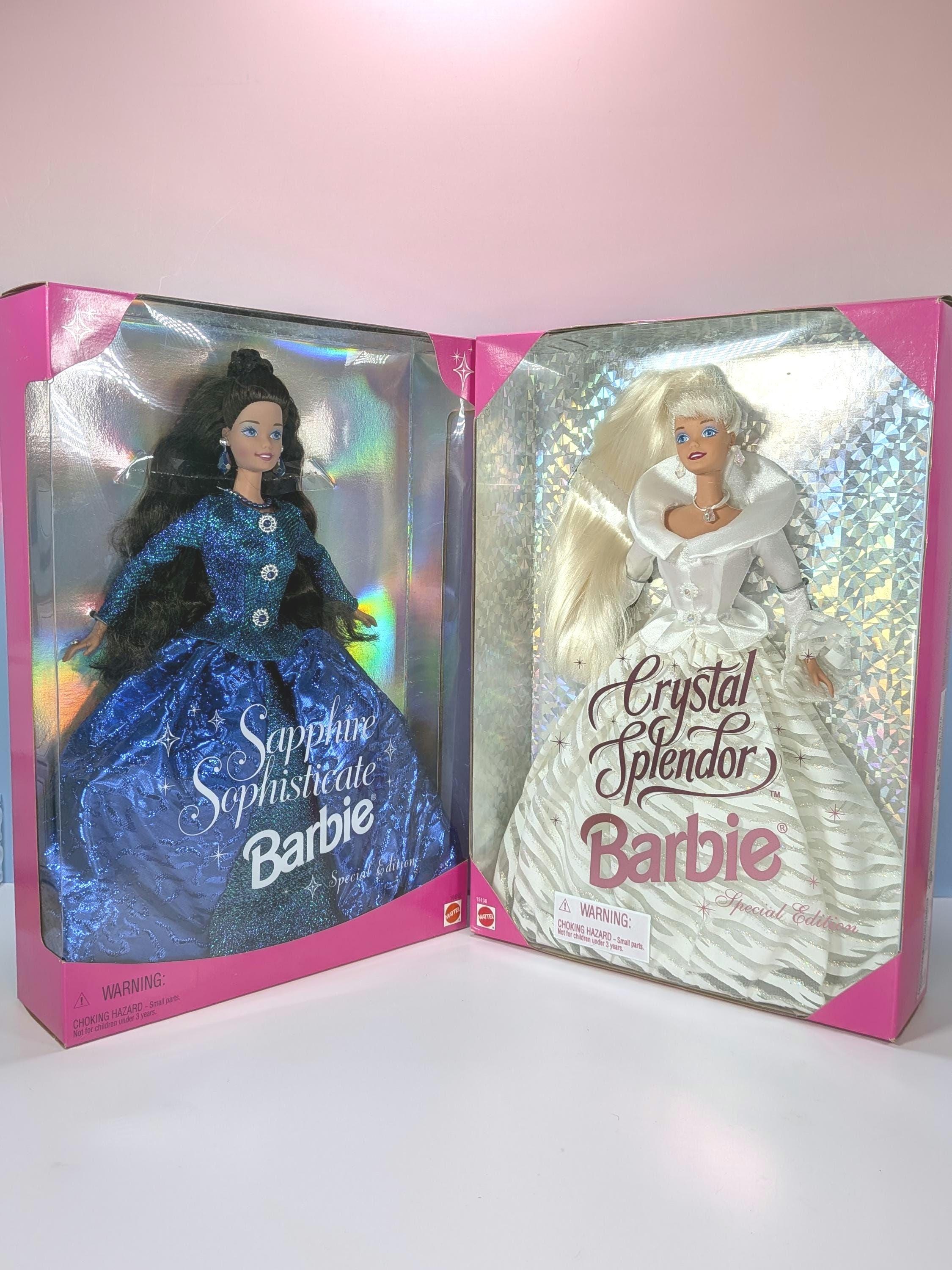 PRISTINE! Vintage 90s Barbie Set NIB, 1995 Crystal Splendor & 1997 Sapphire Sophisticate Mattel Special Edition