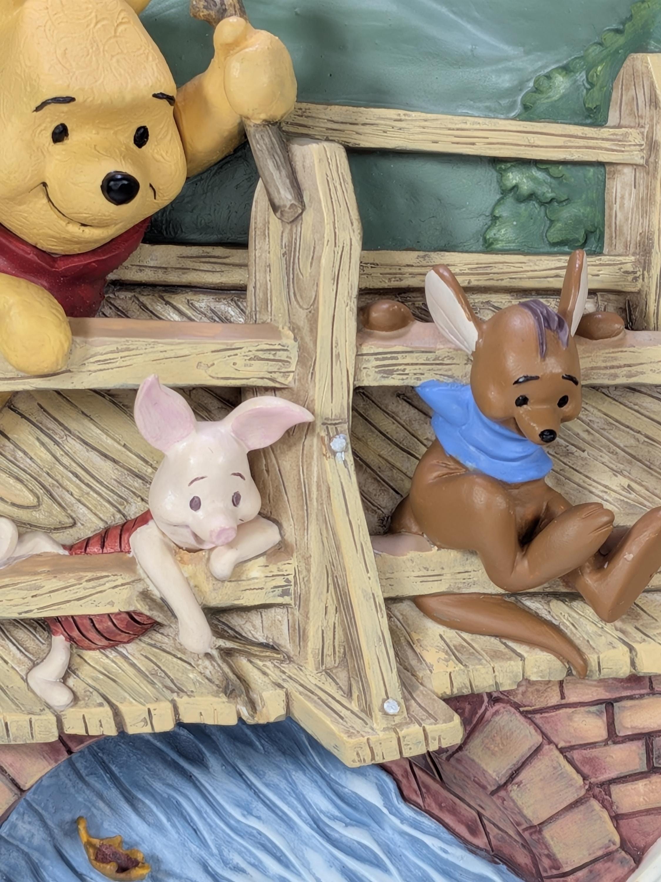 Vintage 1996 Bradford Exchange Disney Winnie the Pooh 3D Sculptural Collector Plate Playing Poohsticks with COA and Original Box view 11