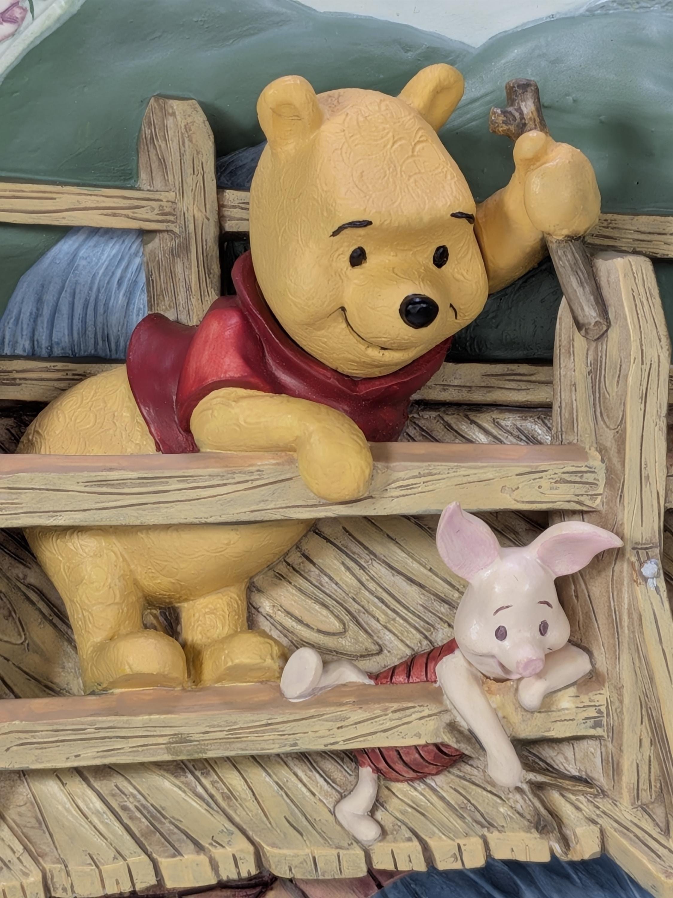 Vintage 1996 Bradford Exchange Disney Winnie the Pooh 3D Sculptural Collector Plate Playing Poohsticks with COA and Original Box view 12