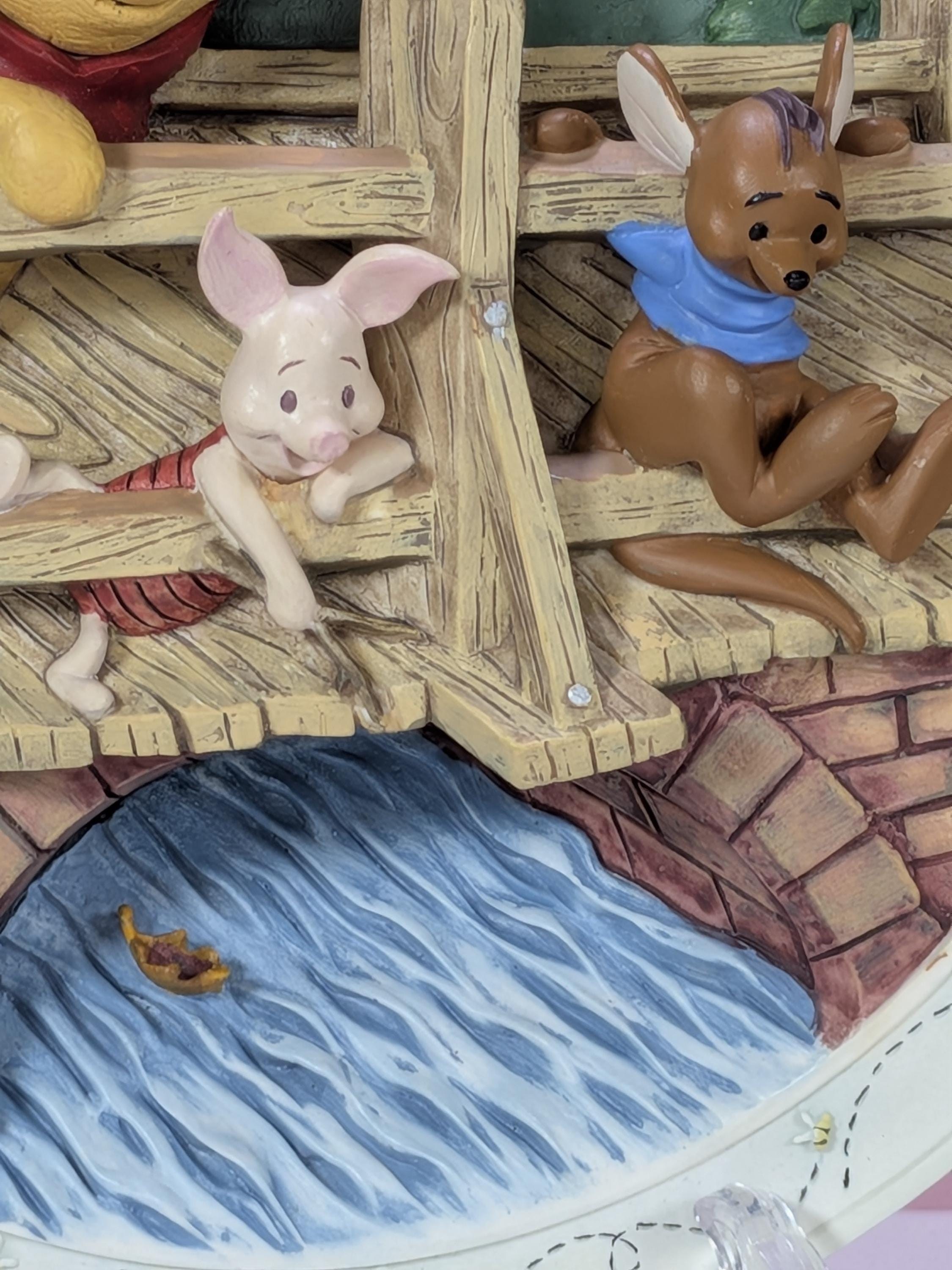 Vintage 1996 Bradford Exchange Disney Winnie the Pooh 3D Sculptural Collector Plate Playing Poohsticks with COA and Original Box view 13