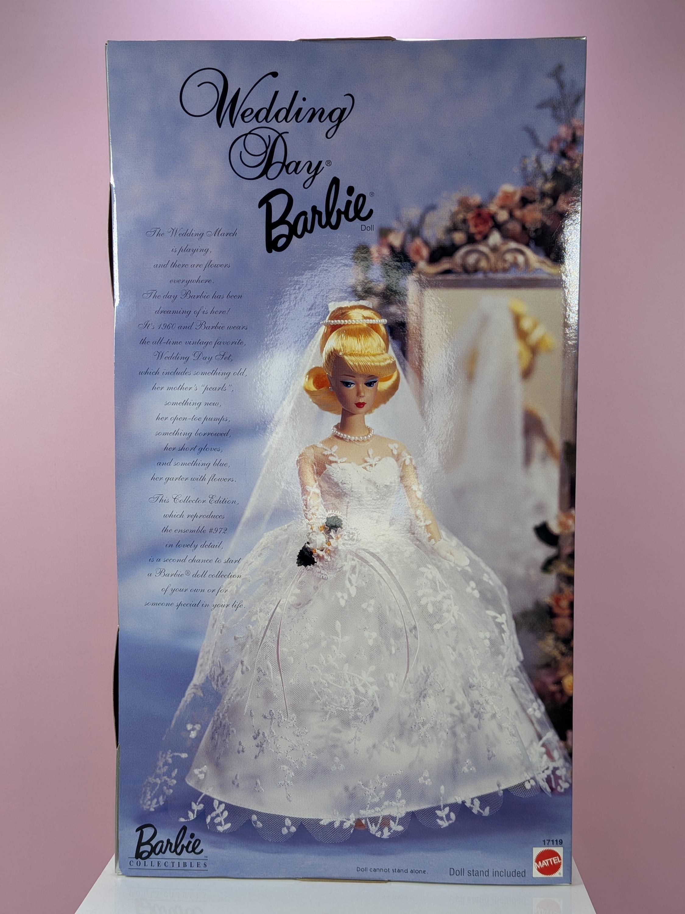 1996 Wedding Day Barbie Doll NRFB 1960 Fashion Reproduction Mattel 17119 Vintage Bridal Barbie Collector Edition NRFB Excellent Condition view 6