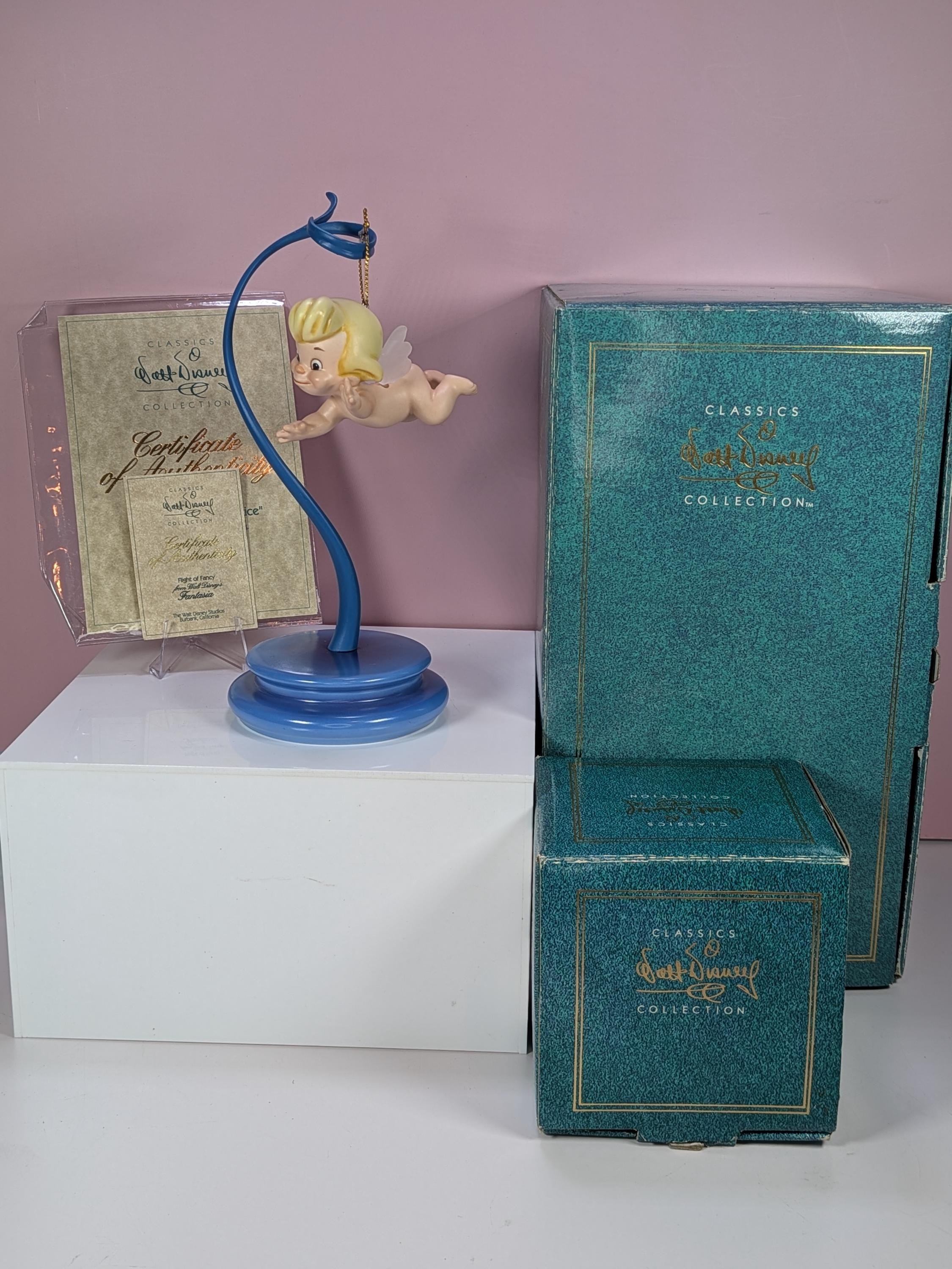 Mint WDCC Disney Fantasia Figurine Lot Sorcerer Mickey Magic Broom Cupid with Stand New Old Stock Deadstock with Boxes and COAs Complete Set view 16