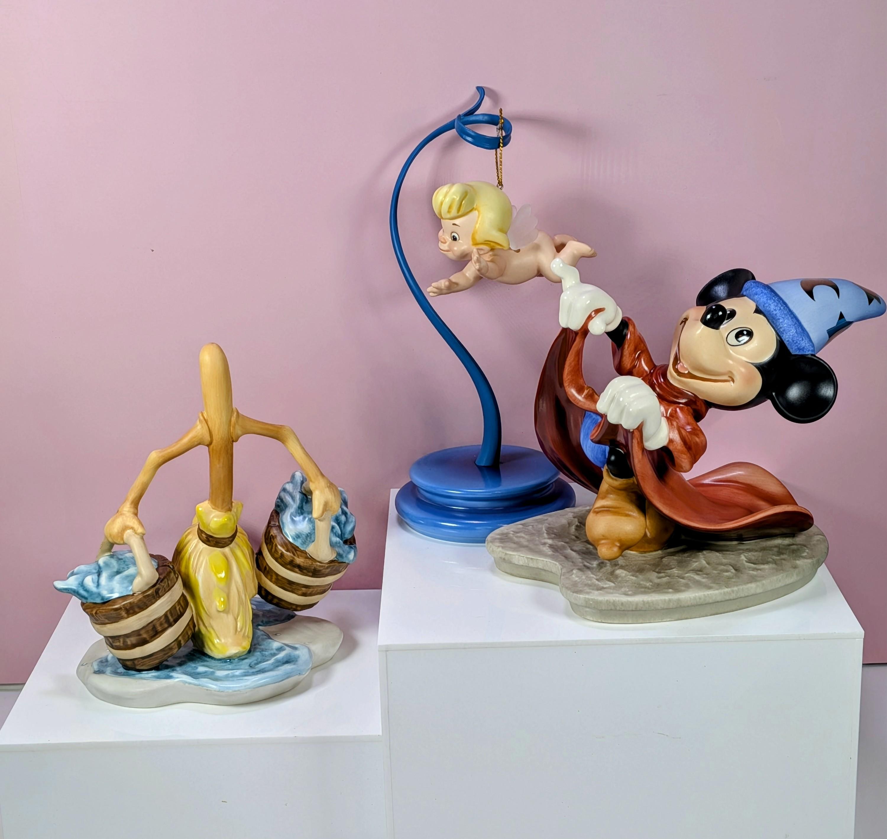 Mint WDCC Disney Fantasia Figurine Lot Sorcerer Mickey Magic Broom Cupid with Stand New Old Stock Deadstock with Boxes and COAs Complete Set view 20