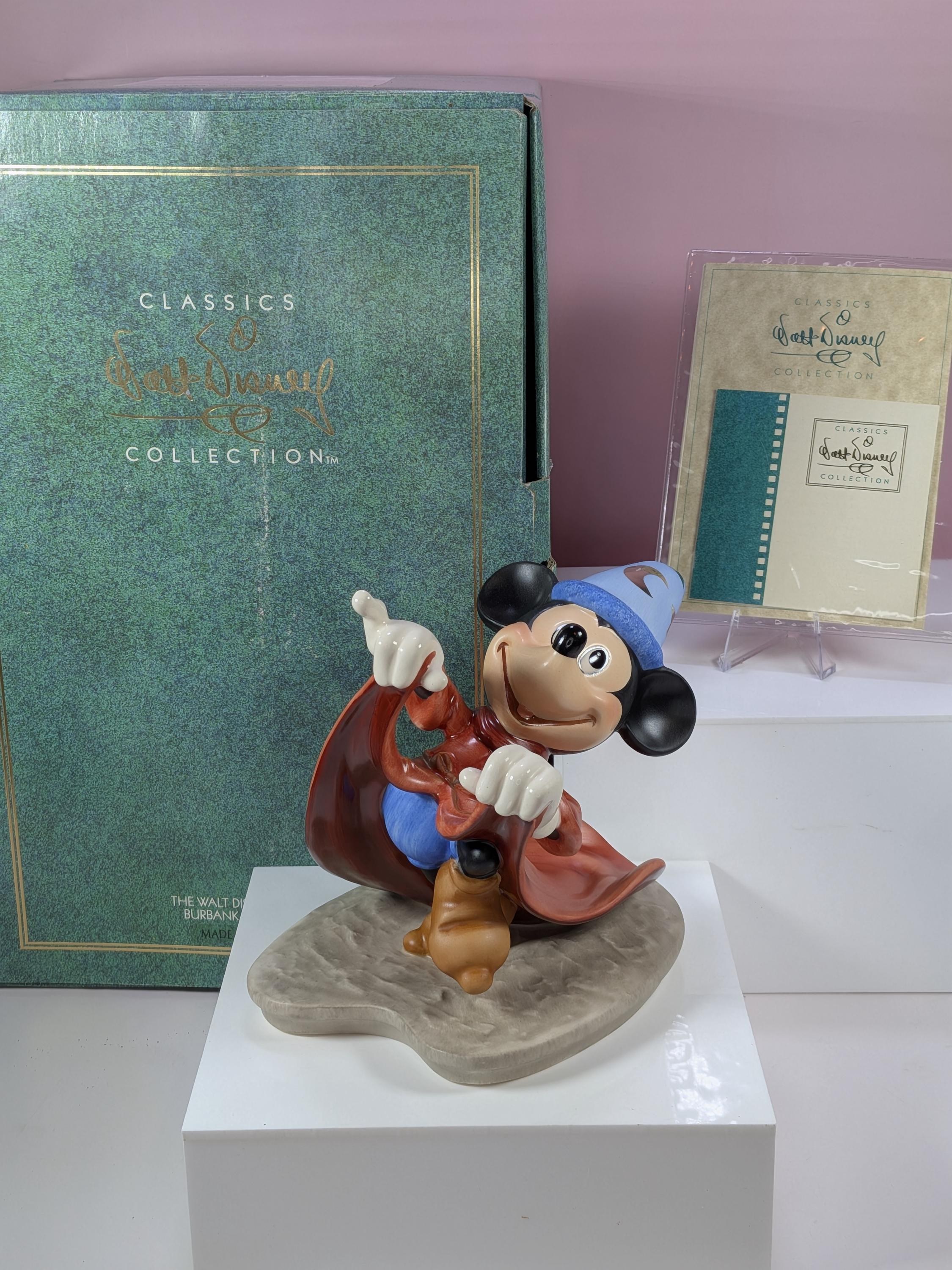 Mint WDCC Disney Fantasia Figurine Lot Sorcerer Mickey Magic Broom Cupid with Stand New Old Stock Deadstock with Boxes and COAs Complete Set view 7
