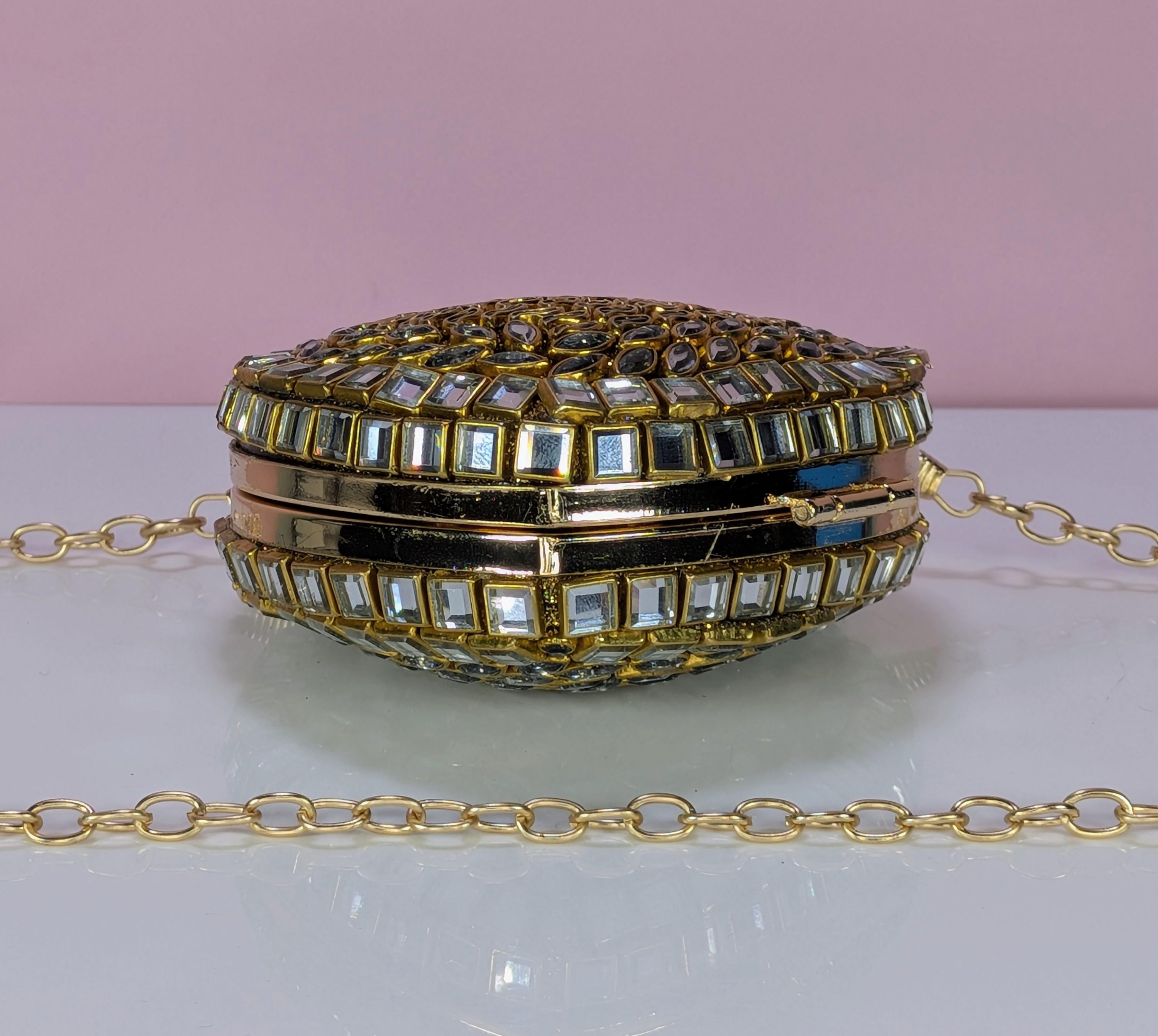 Handmade Gold Kundan Heart Clutch Bag Indian Bridal Minaudiere Evening Purse Embellished Heart Shaped Wedding Clutch view 14