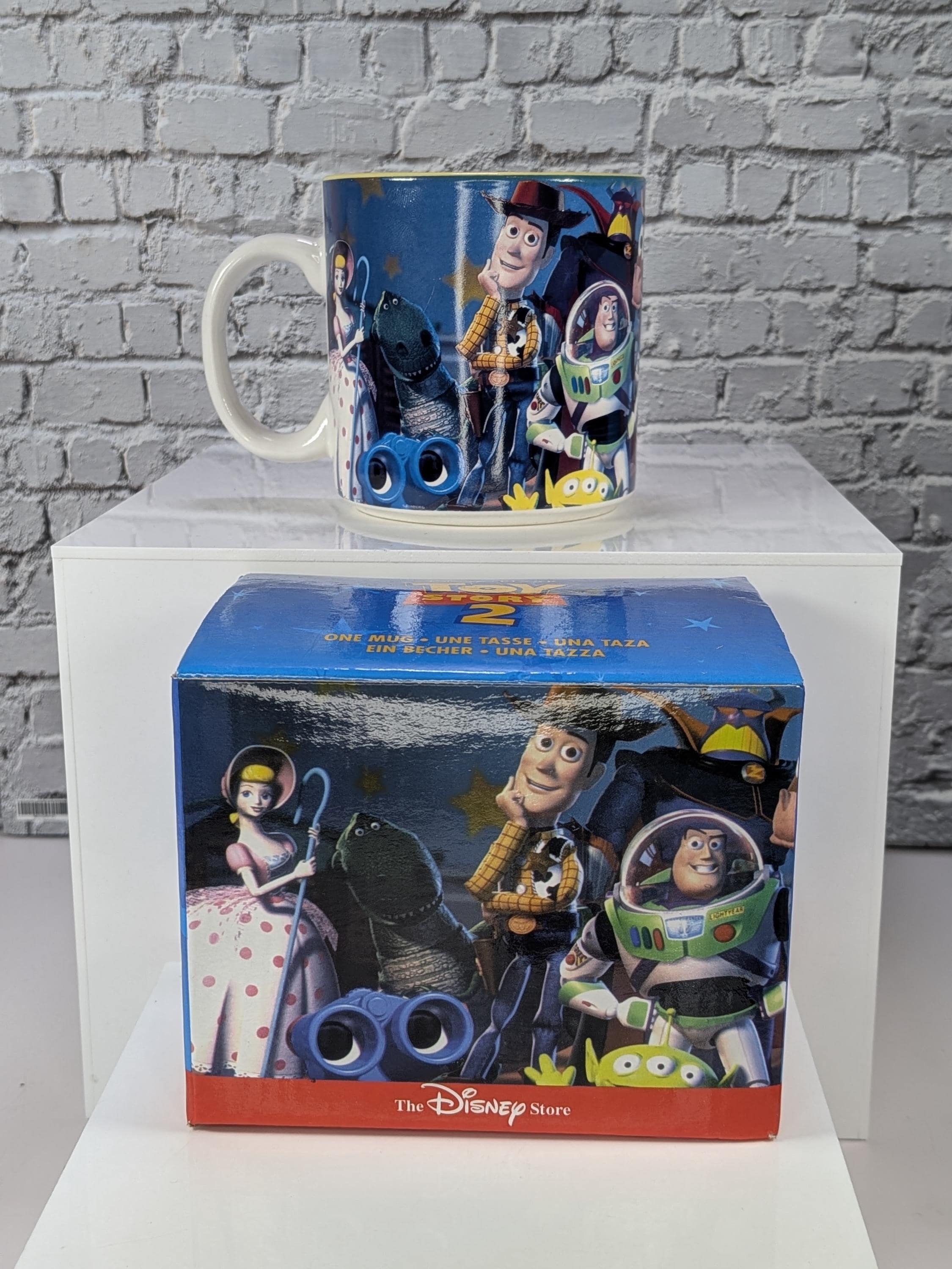 Vintage 1999 Disney Store Exclusive Toy Story 2 Character Collage Mug - Like New In Box