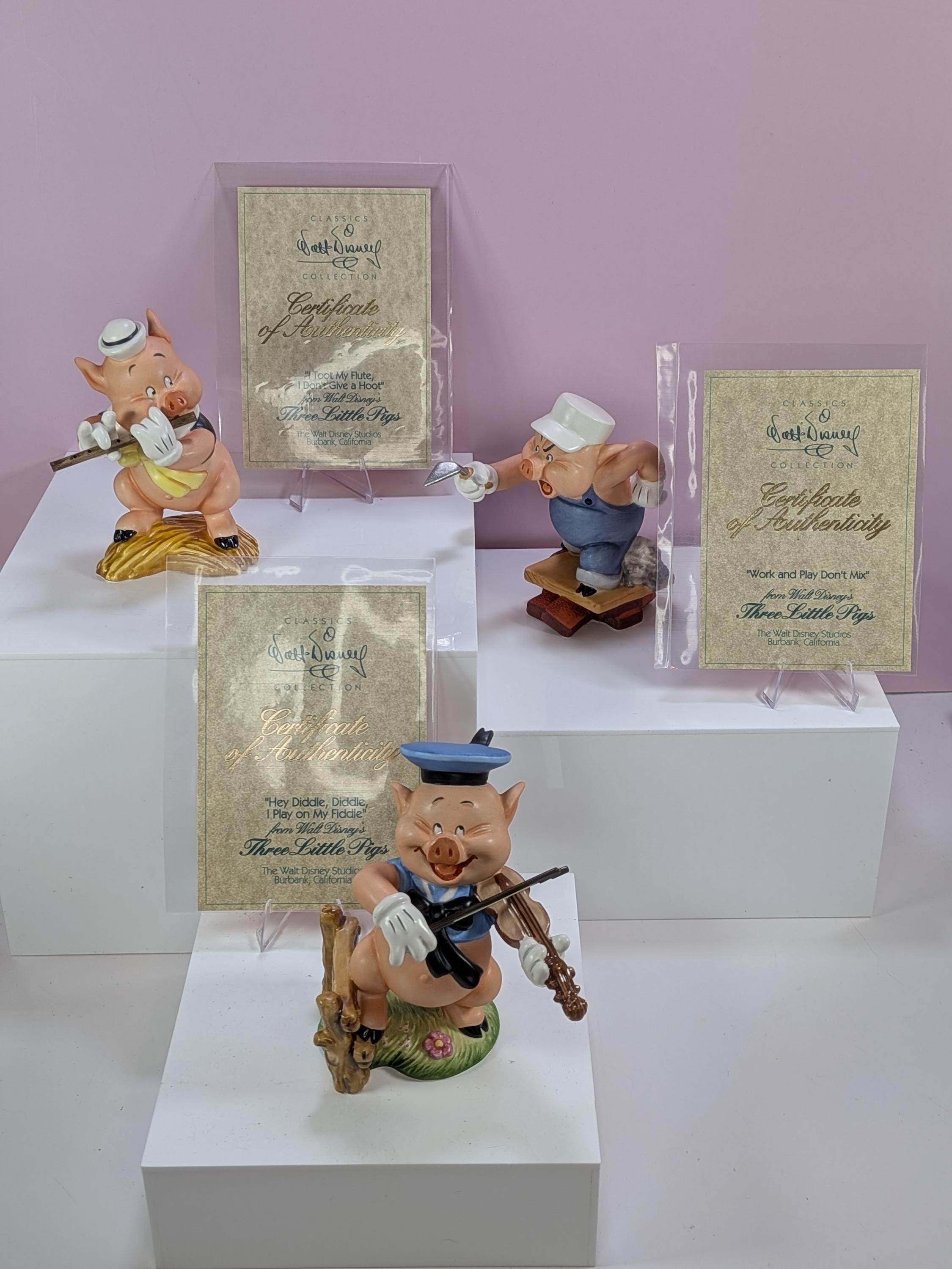 WDCC Three Little Pigs and Big Bad Wolf Figurine Set - Complete 4 Piece Collection with Original Boxes & COA - Free Shipping view 15