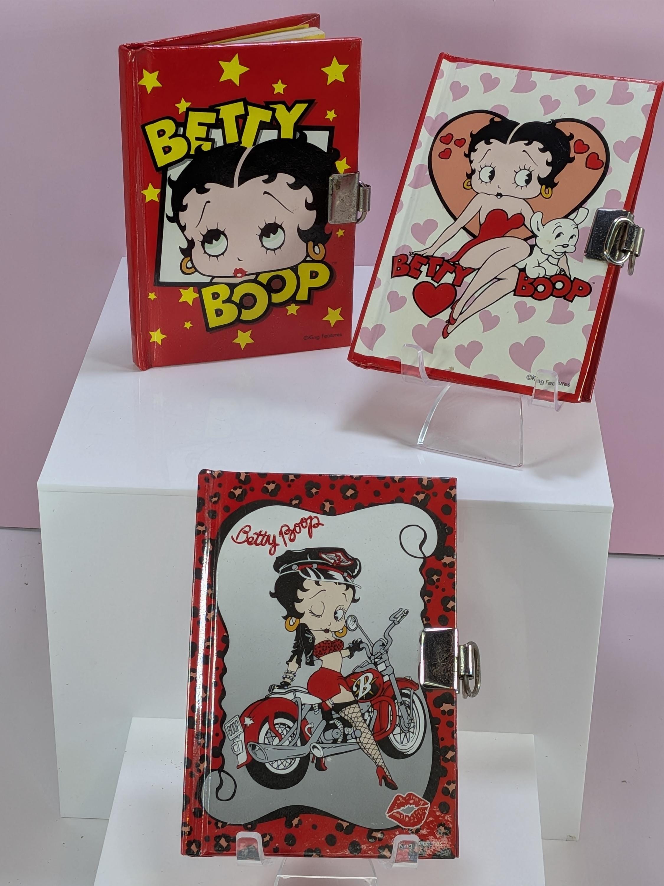 Vintage Betty Boop 4 Piece Collection, 1996 Franklin Mint Cool Breeze Figurine with Box COA Dome, Pristine Mini Locking Journals Diaries Set view 11